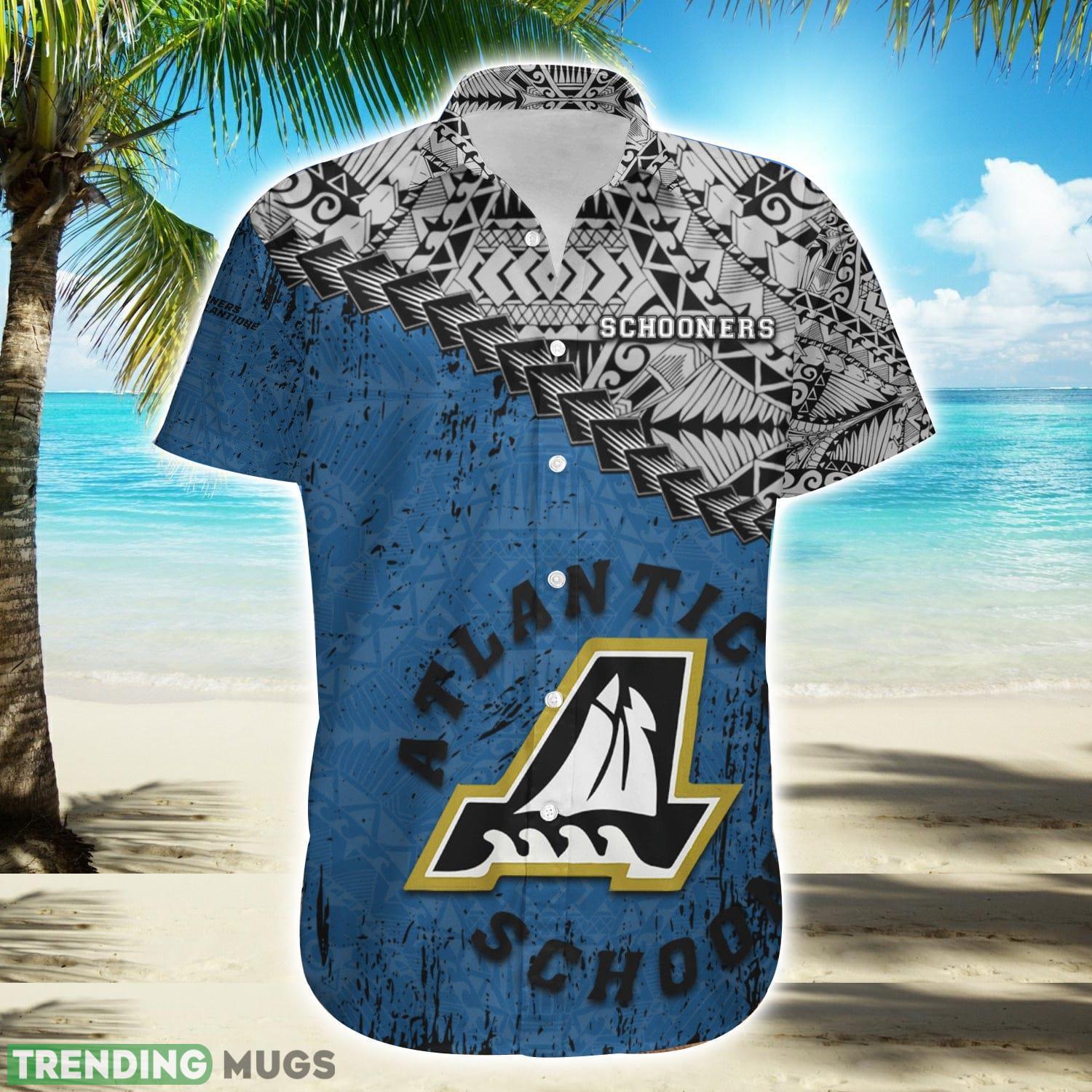 Atlantic Schooners Ca Football Grunge Polynesian Tattoo Pattern Hawaiian Shirt For Fans Product Photo 1 Atlantic Schooners Ca Football Grunge Polynesian Tattoo Pattern Hawaiian Shirt For Fans Product Photo 1