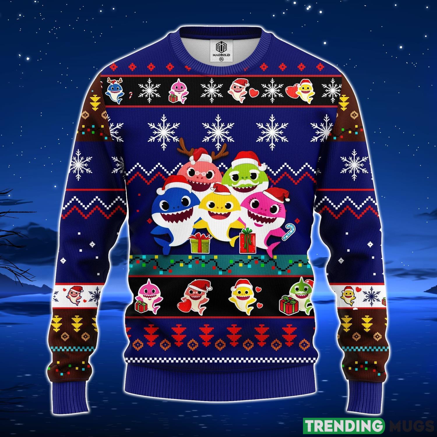 Baby Shark Ugly Christmas Sweater Blue 1 Amazing Gift Men And Women Christmas Gift Product Photo 1