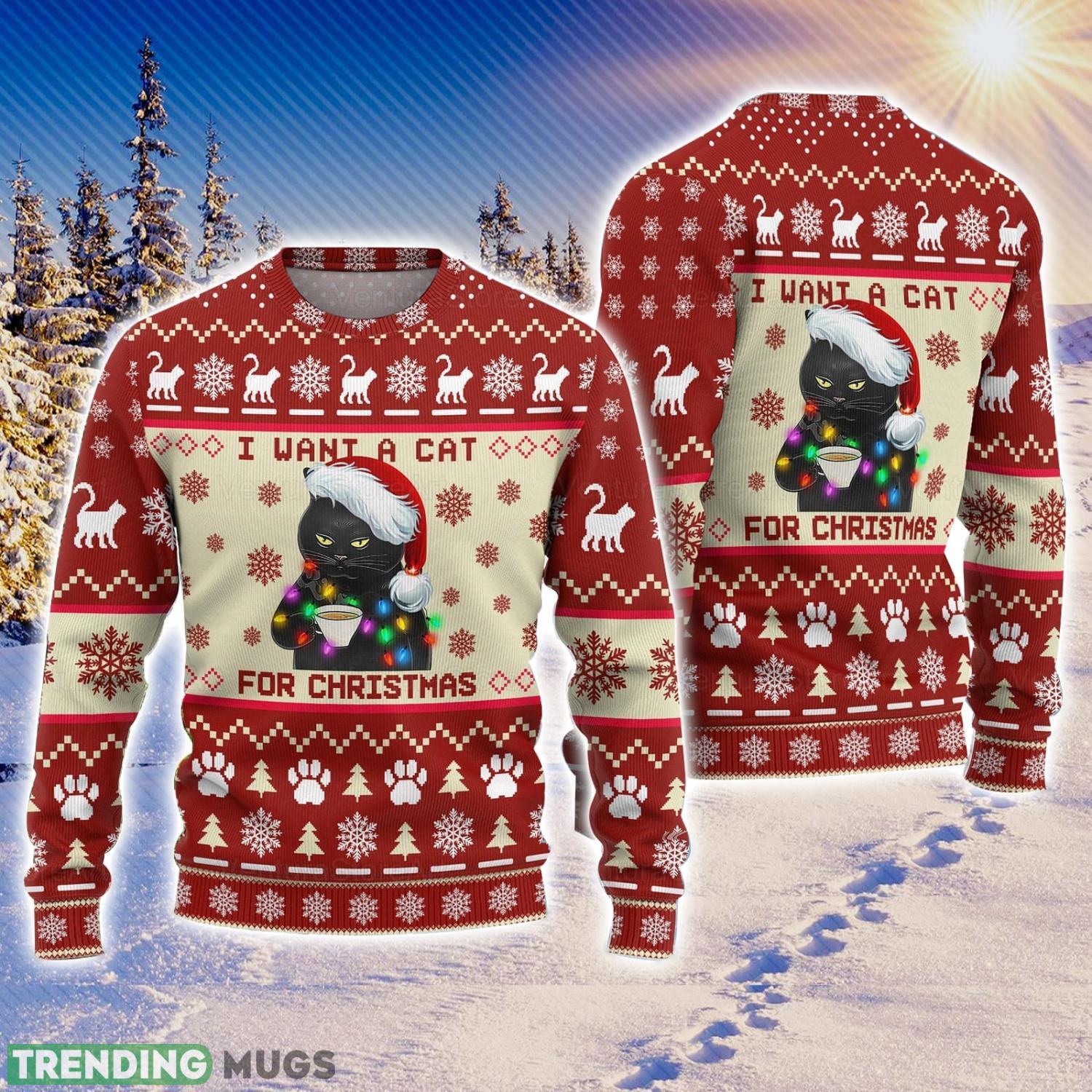 Black Cat Sweater Black Cat Christmas Cat Ugly Christmas Sweater Xmas Christmas Gift Product Photo 1 Black Cat Sweater Black Cat Christmas Cat Ugly Christmas Sweater Xmas Christmas Gift Product Photo 1