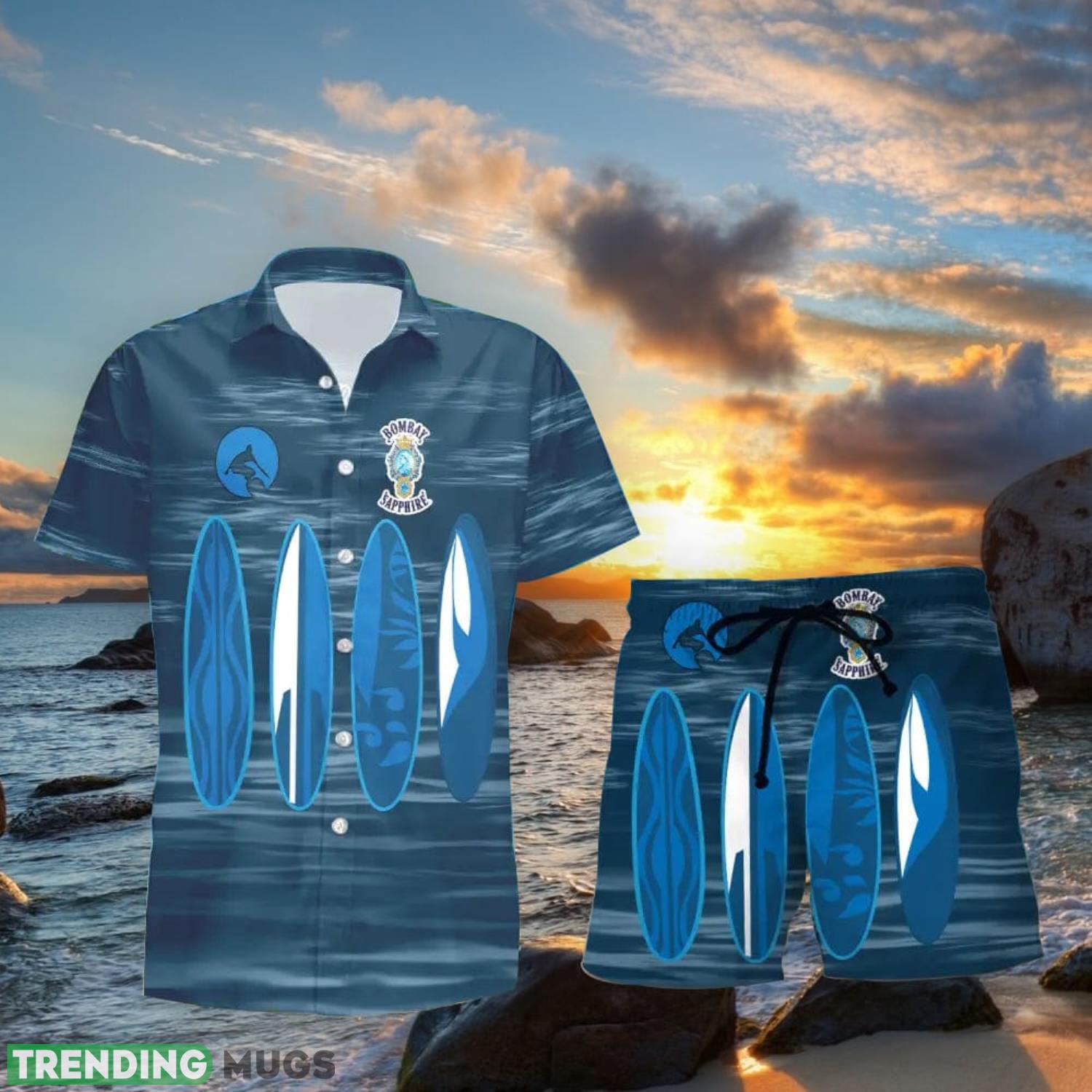 Bombay Sapphire Surfboard Funny Summer Beach Hawaiian Shirt And Shorts Product Photo 1 Bombay Sapphire Surfboard Funny Summer Beach Hawaiian Shirt And Shorts Product Photo 1