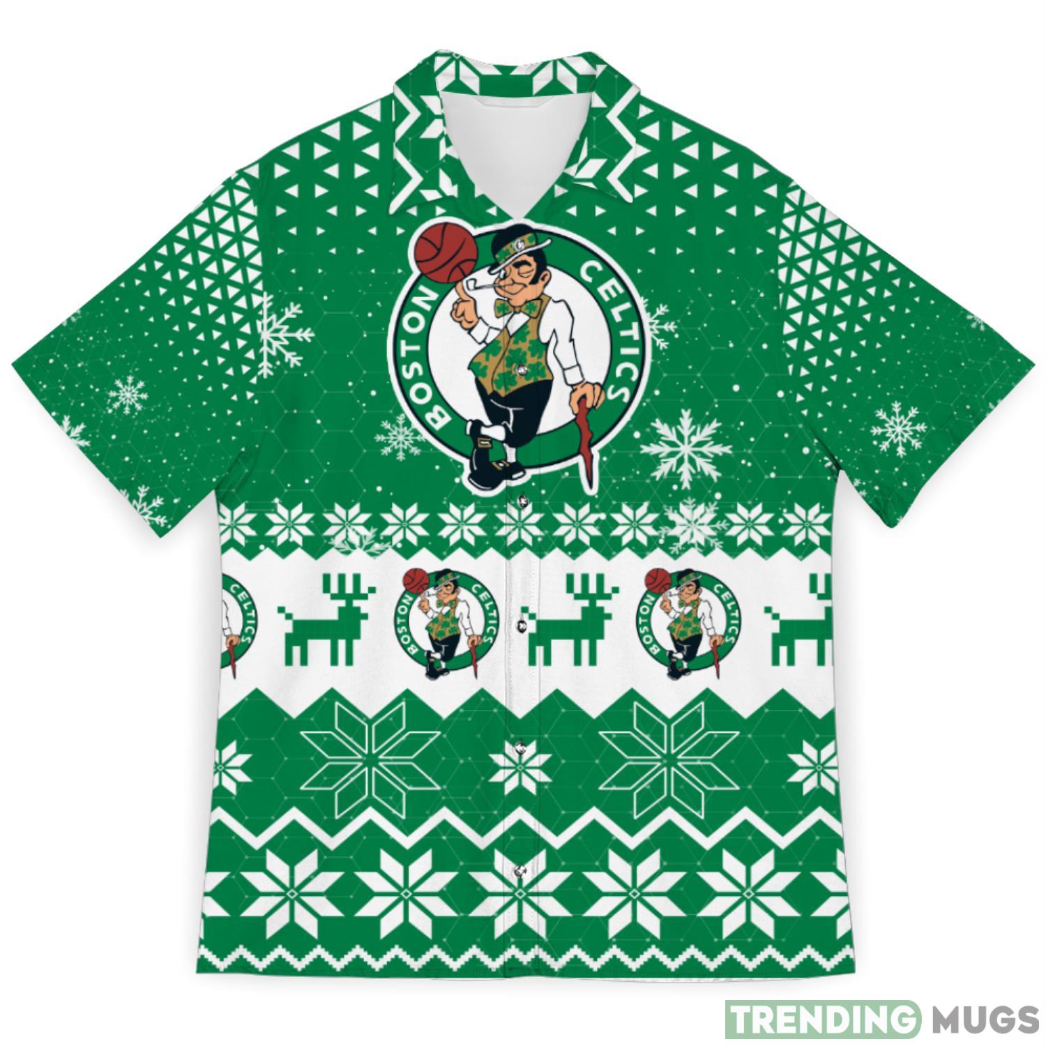Boston Celtics Snowflake Pattern 3D Hawaiian Shirt Christmas Gift Product Photo 1 Boston Celtics Snowflake Pattern 3D Hawaiian Shirt Christmas Gift Product Photo 1
