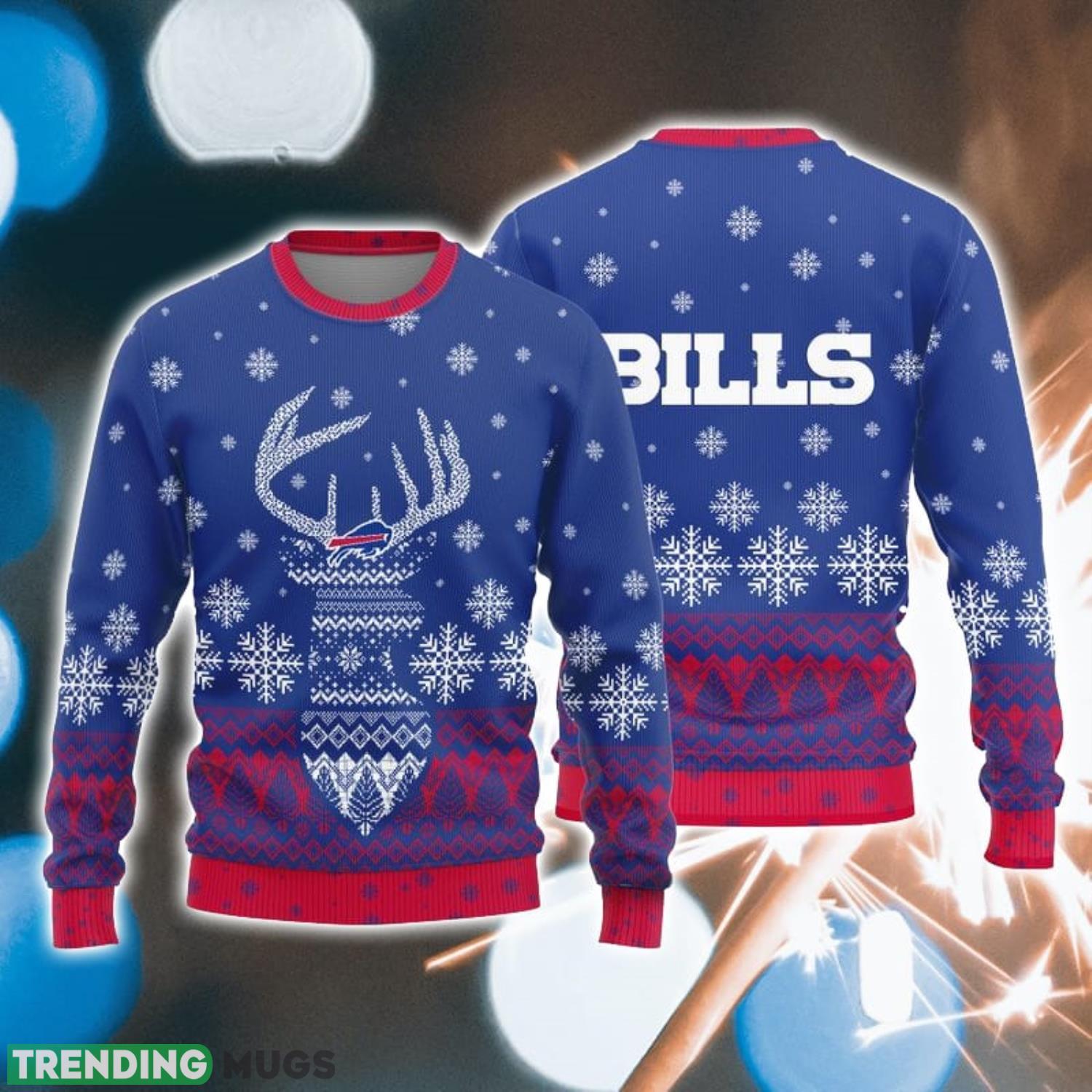 Buffalo Bills Christmas Reindeer Ugly Christmas Sweater Product Photo 1 Buffalo Bills Christmas Reindeer Ugly Christmas Sweater Product Photo 1