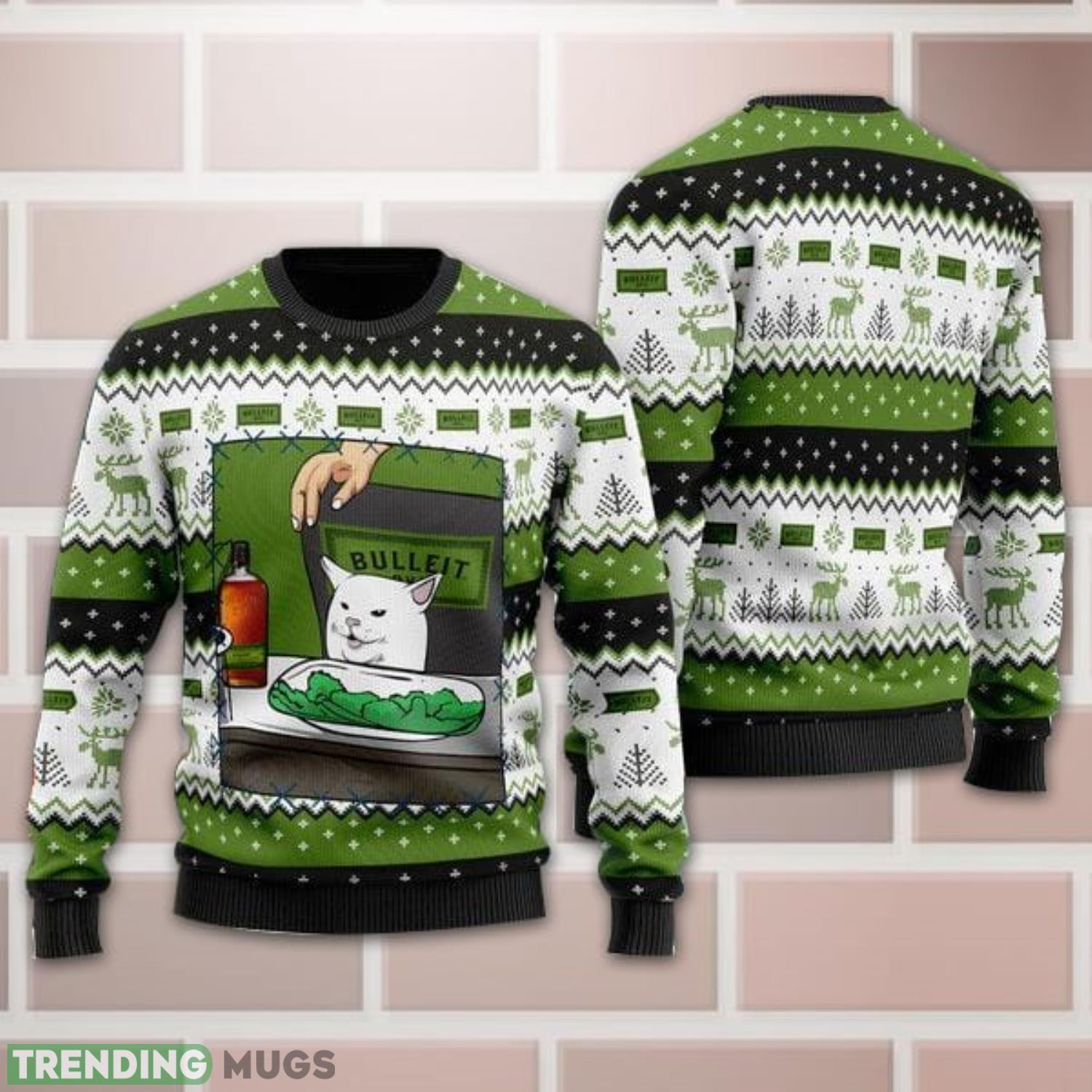 Bulleit Rye Whiskey Cat Meme Ugly Christmas Sweater All Over Print Christmas Gift Product Photo 1 Bulleit Rye Whiskey Cat Meme Ugly Christmas Sweater All Over Print Christmas Gift Product Photo 1