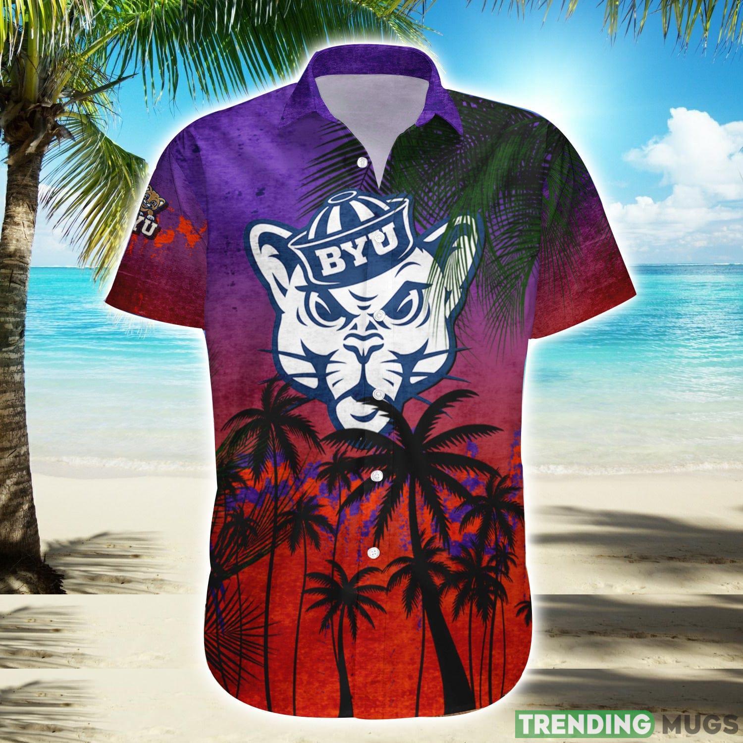 BYU Cougars Hawaiian Shirt Summer Gift Coconut Tree Tropical Grunge Pattern For NCAA Fans Product Photo 1 BYU Cougars Hawaiian Shirt Summer Gift Coconut Tree Tropical Grunge Pattern For NCAA Fans Product Photo 1
