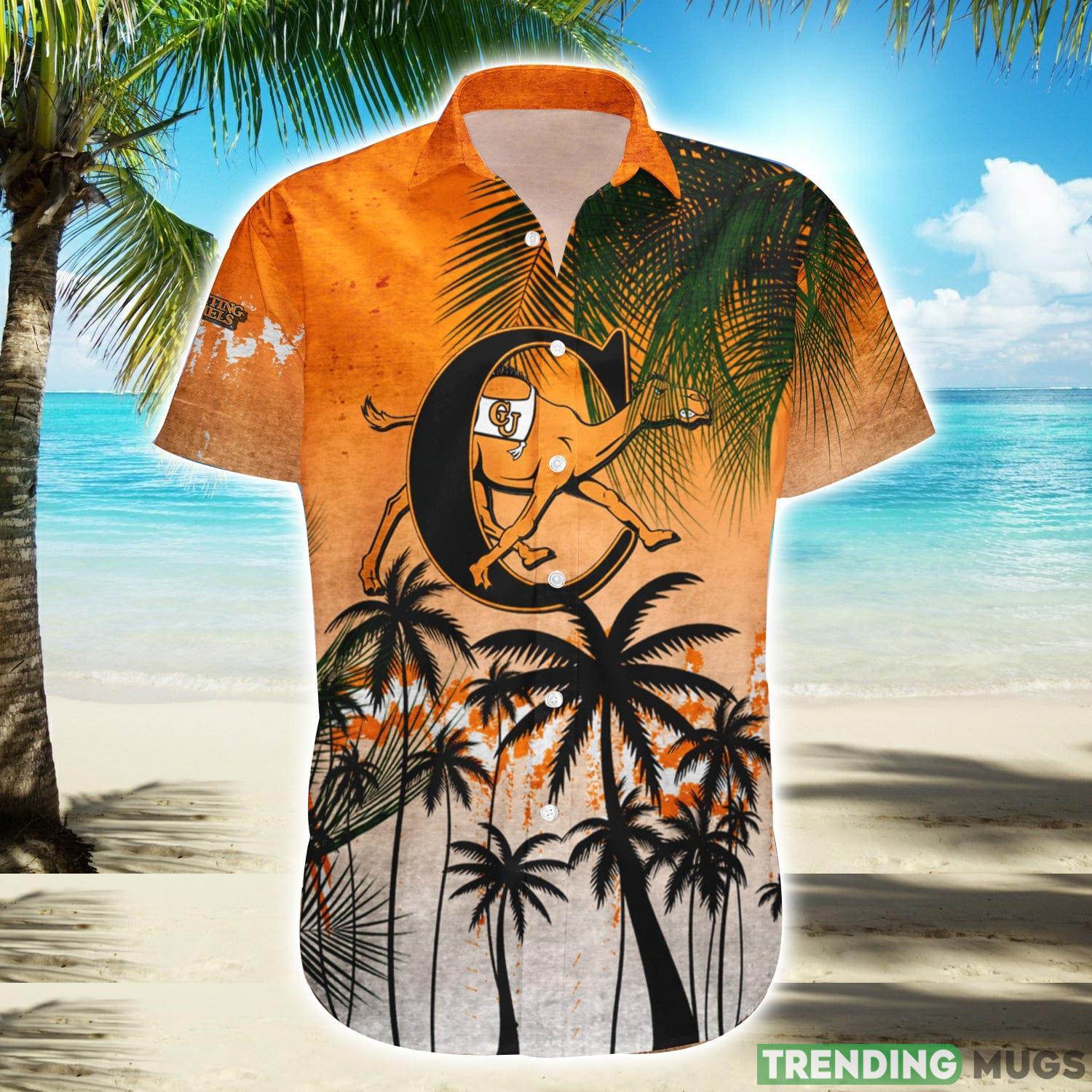 Campbell Fighting Camels Hawaiian Shirt Summer Gift Coconut Tree Tropical Grunge Pattern For NCAA Fans Product Photo 1 Campbell Fighting Camels Hawaiian Shirt Summer Gift Coconut Tree Tropical Grunge Pattern For NCAA Fans Product Photo 1