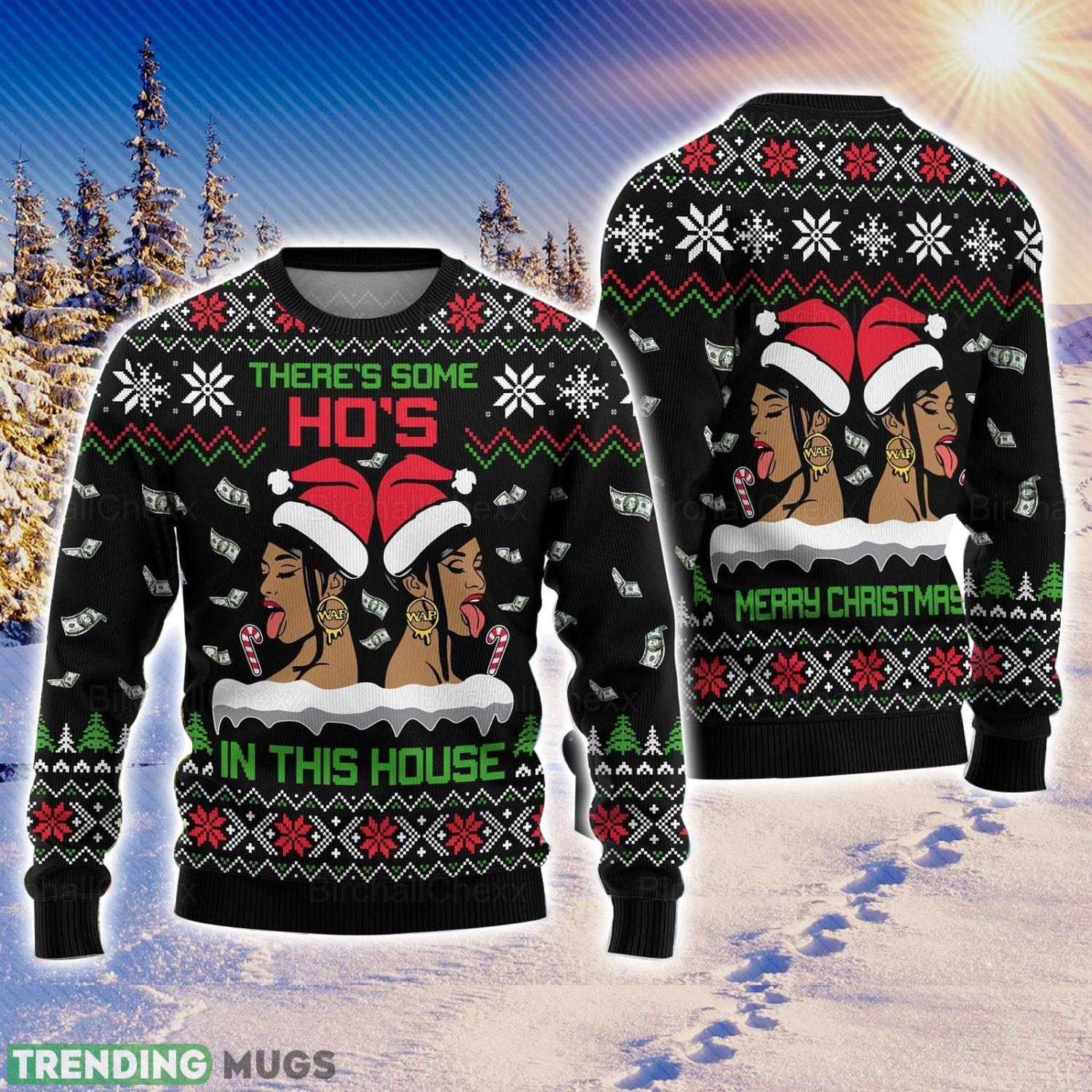 Cardi B There's Some Ho's In This House Ugly Christmas Sweater Xmas Christmas Gift Product Photo 1