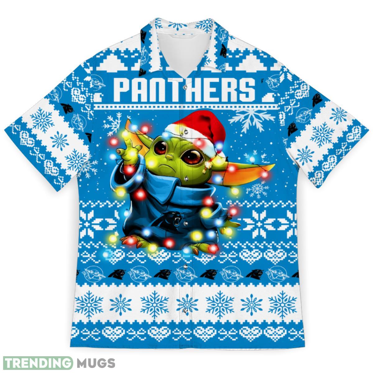 Carolina Panthers Baby Yoda Star Wars Sports Football Ugly Christmas Sweater Pattern 3D Hawaiian Shirt Christmas Gift Product Photo 1 Carolina Panthers Baby Yoda Star Wars Sports Football Ugly Christmas Sweater Pattern 3D Hawaiian Shirt Christmas Gift Product Photo 1