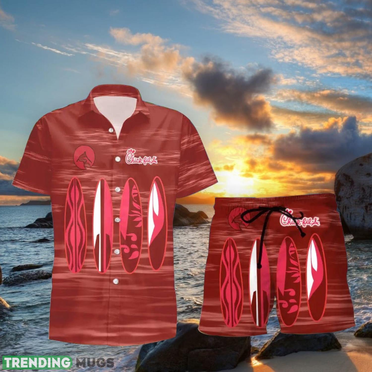Chick-fil-A Surfboard Funny Summer Beach Hawaiian Shirt And Shorts Product Photo 1 Chick-fil-A Surfboard Funny Summer Beach Hawaiian Shirt And Shorts Product Photo 1