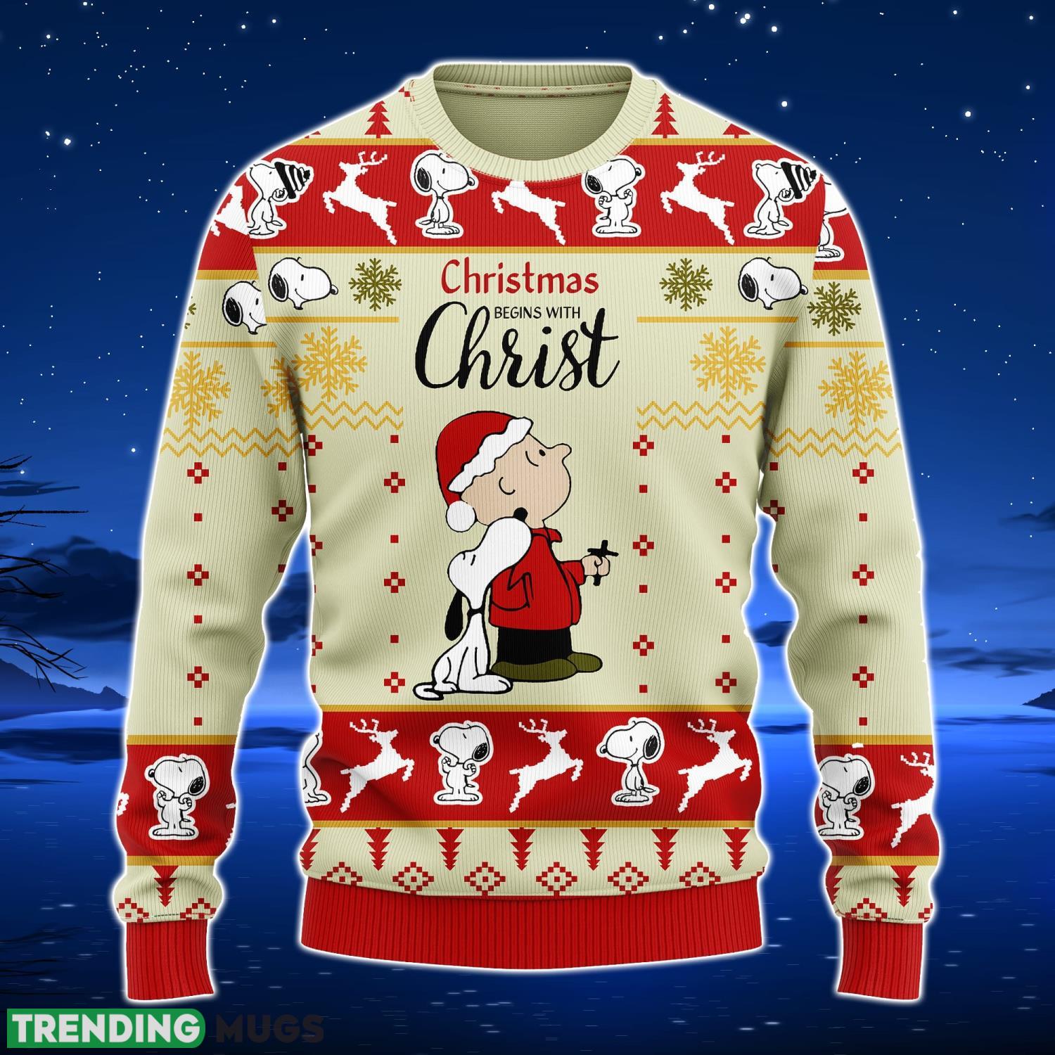 Christmas Begin With Christ Snoopy Ugly Christmas 3D Sweater Christmas Gift For Men And Women Product Photo 1 Christmas Begin With Christ Snoopy Ugly Christmas 3D Sweater Christmas Gift For Men And Women Product Photo 1