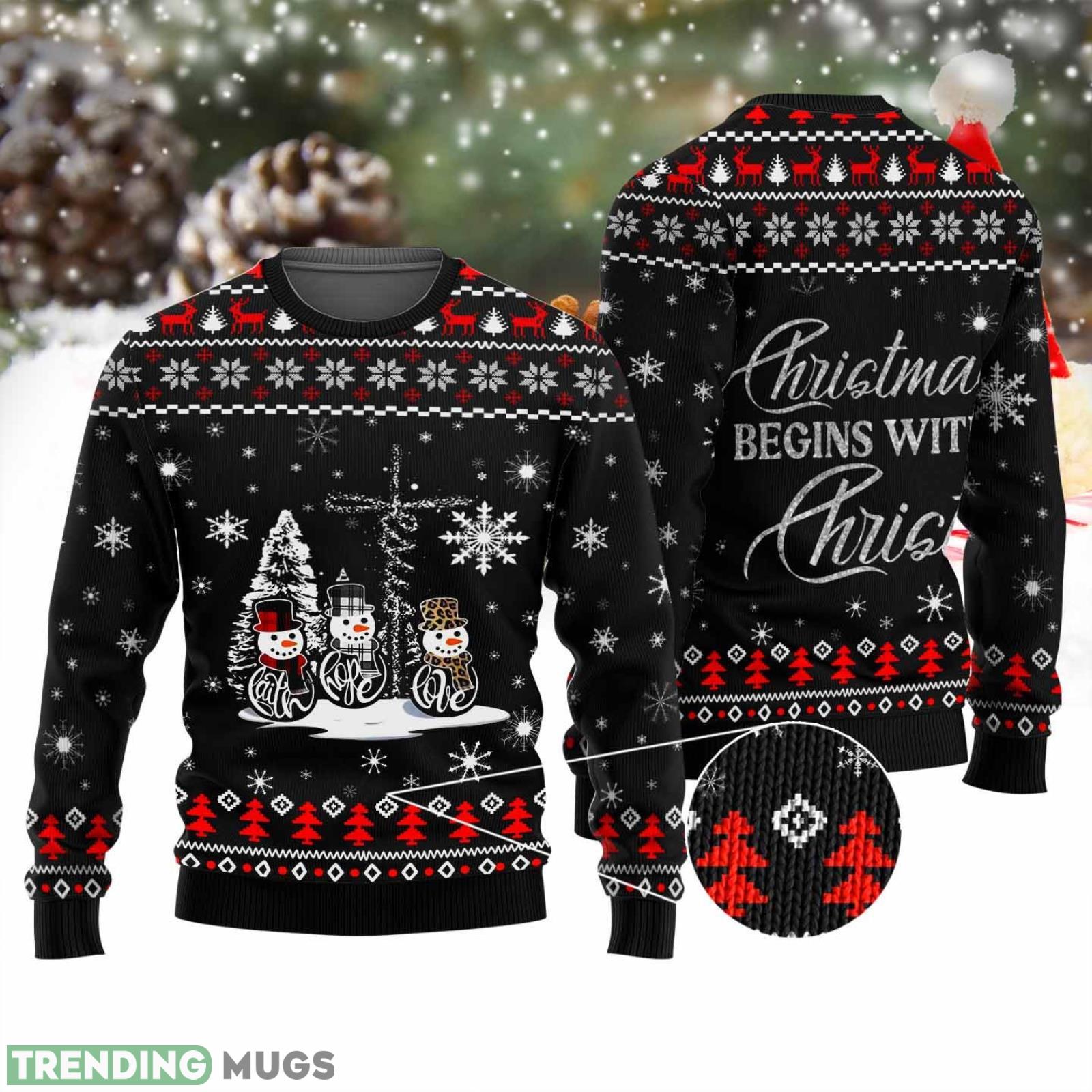 Christmas Begins With Christ Faith Hope Love Ugly Christmas Sweater Unisex 3D Sweater Christmas Gift Product Photo 1 Christmas Begins With Christ Faith Hope Love Ugly Christmas Sweater Unisex 3D Sweater Christmas Gift Product Photo 1
