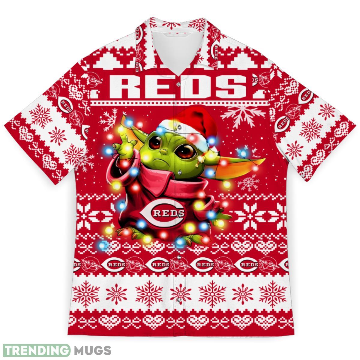Cincinnati Reds Baby Yoda Star Wars Sports Football Ugly Christmas Sweater Pattern 3D Hawaiian Shirt Christmas Gift Product Photo 1 Cincinnati Reds Baby Yoda Star Wars Sports Football Ugly Christmas Sweater Pattern 3D Hawaiian Shirt Christmas Gift Product Photo 1