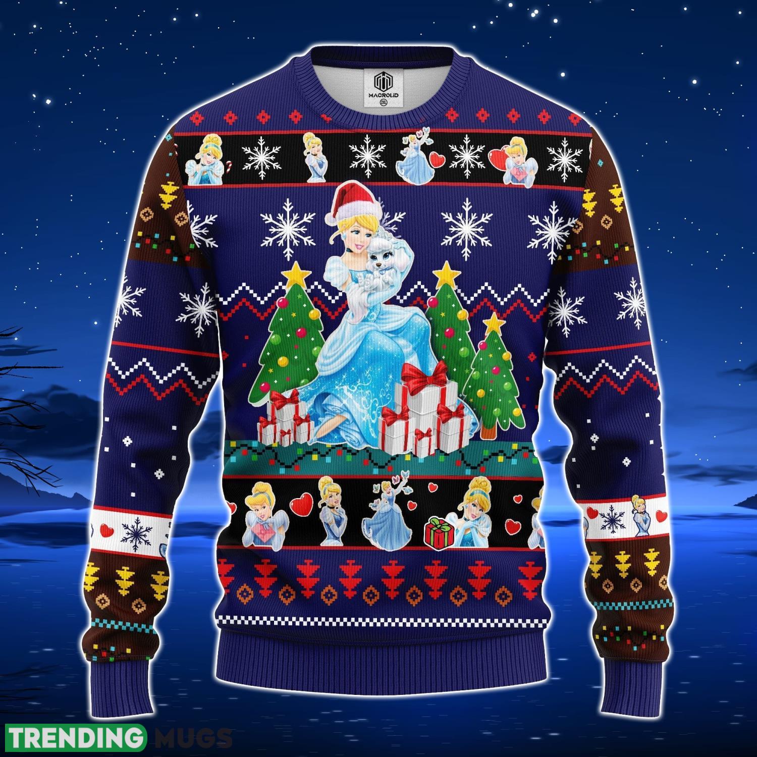 Cinderella Ugly Christmas Sweater Blue Amazing Gift Men And Women Christmas Gift Product Photo 1 Cinderella Ugly Christmas Sweater Blue Amazing Gift Men And Women Christmas Gift Product Photo 1