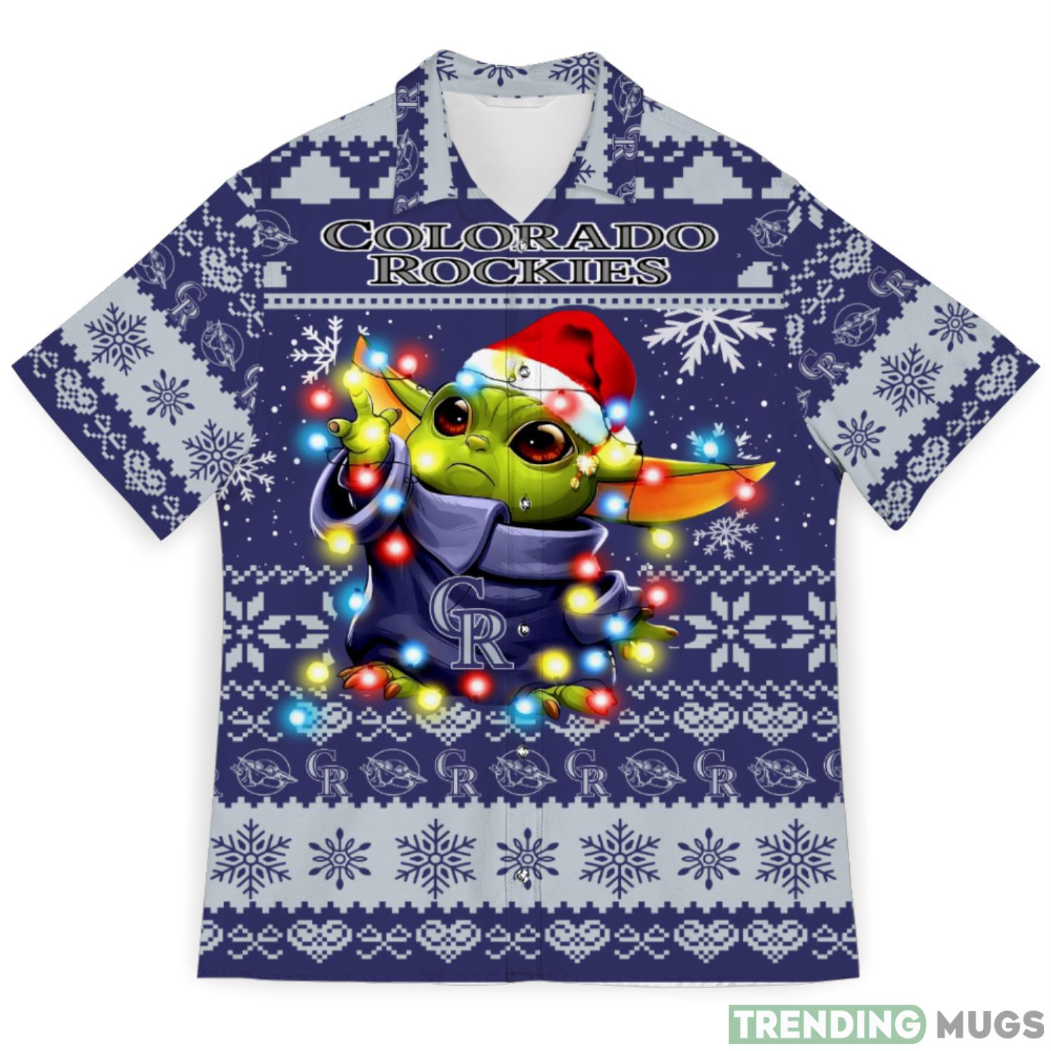 Colorado Rockies Baby Yoda Star Wars Ugly Christmas Sweater Pattern 3D Hawaiian Shirt Christmas Gift Product Photo 1 Colorado Rockies Baby Yoda Star Wars Ugly Christmas Sweater Pattern 3D Hawaiian Shirt Christmas Gift Product Photo 1