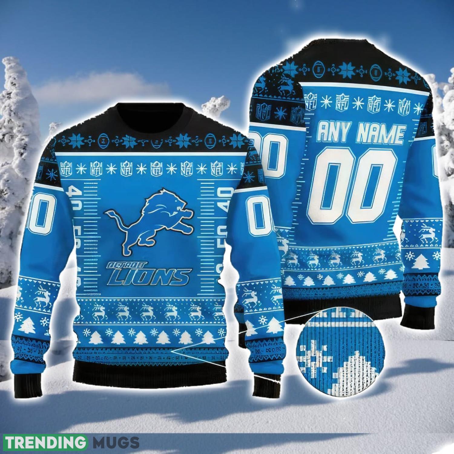 Custom Name And Number NFL Detroit Lions Team Ugly Christmas Sweater Christmas Gift Product Photo 1 Custom Name And Number NFL Detroit Lions Team Ugly Christmas Sweater Christmas Gift Product Photo 1