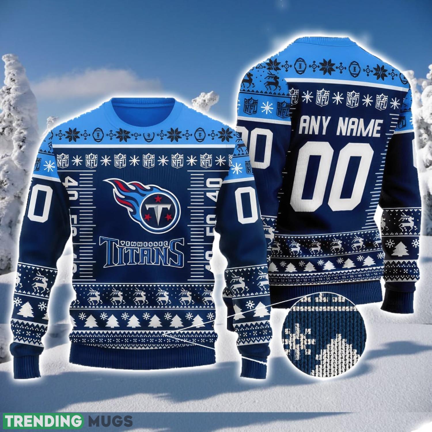 Custom Name And Number NFL Tennessee Titans Team Ugly Christmas Sweater Christmas Gift Product Photo 1 Custom Name And Number NFL Tennessee Titans Team Ugly Christmas Sweater Christmas Gift Product Photo 1