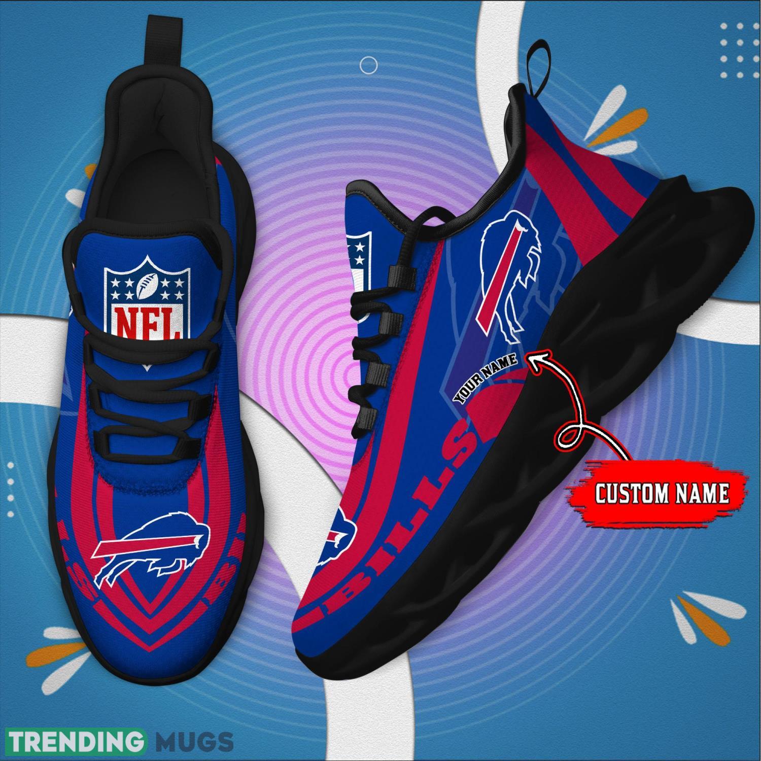 Custom Name NFL Fans Buffalo Bills Max Soul Sneakers Sport Gift For Men And Women Max Soul Custom Name NFL Fans Buffalo Bills Max Soul Sneakers Sport Gift For Men And Women Max Soul