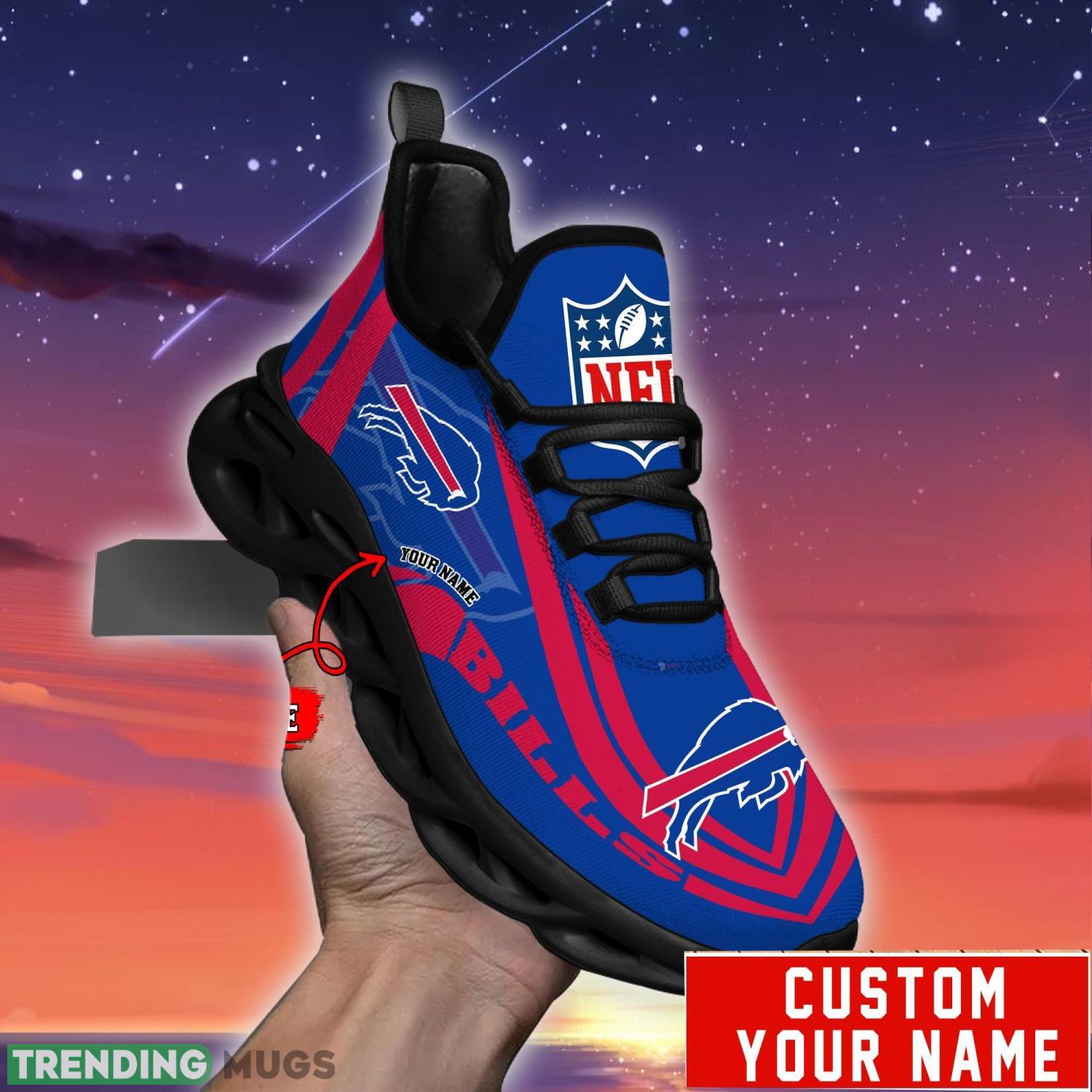 Custom Name NFL Fans Buffalo Bills Max Soul Sneakers Sport Gift For Men And Women Max Soul Custom Name NFL Fans Buffalo Bills Max Soul Sneakers Sport Gift For Men And Women Max Soul
