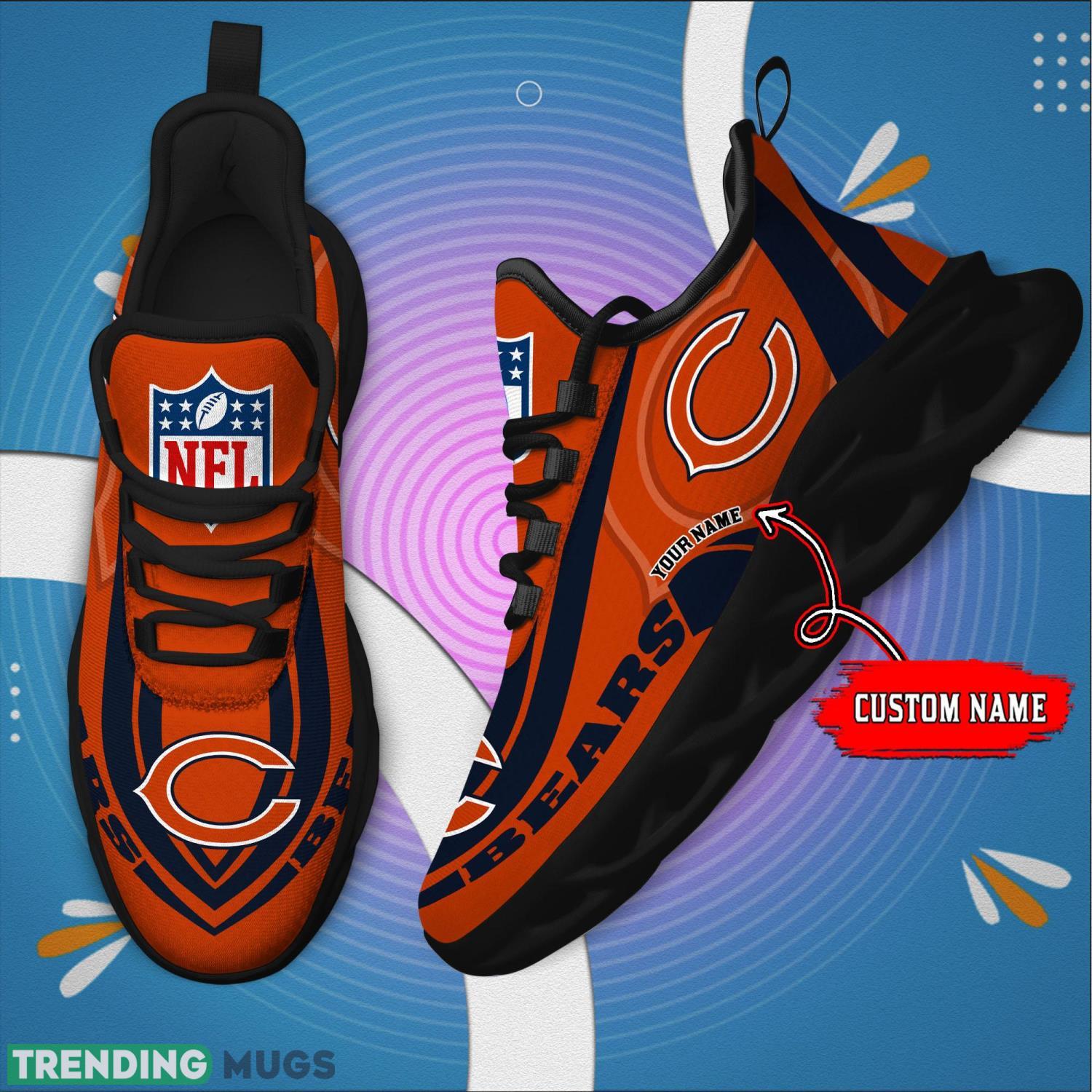 Custom Name NFL Fans Chicago Bears Max Soul Sneakers Sport Gift For Men And Women Max Soul Custom Name NFL Fans Chicago Bears Max Soul Sneakers Sport Gift For Men And Women Max Soul