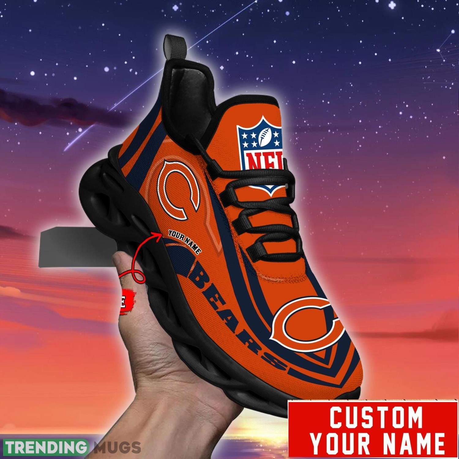 Custom Name NFL Fans Chicago Bears Max Soul Sneakers Sport Gift For Men And Women Max Soul Custom Name NFL Fans Chicago Bears Max Soul Sneakers Sport Gift For Men And Women Max Soul