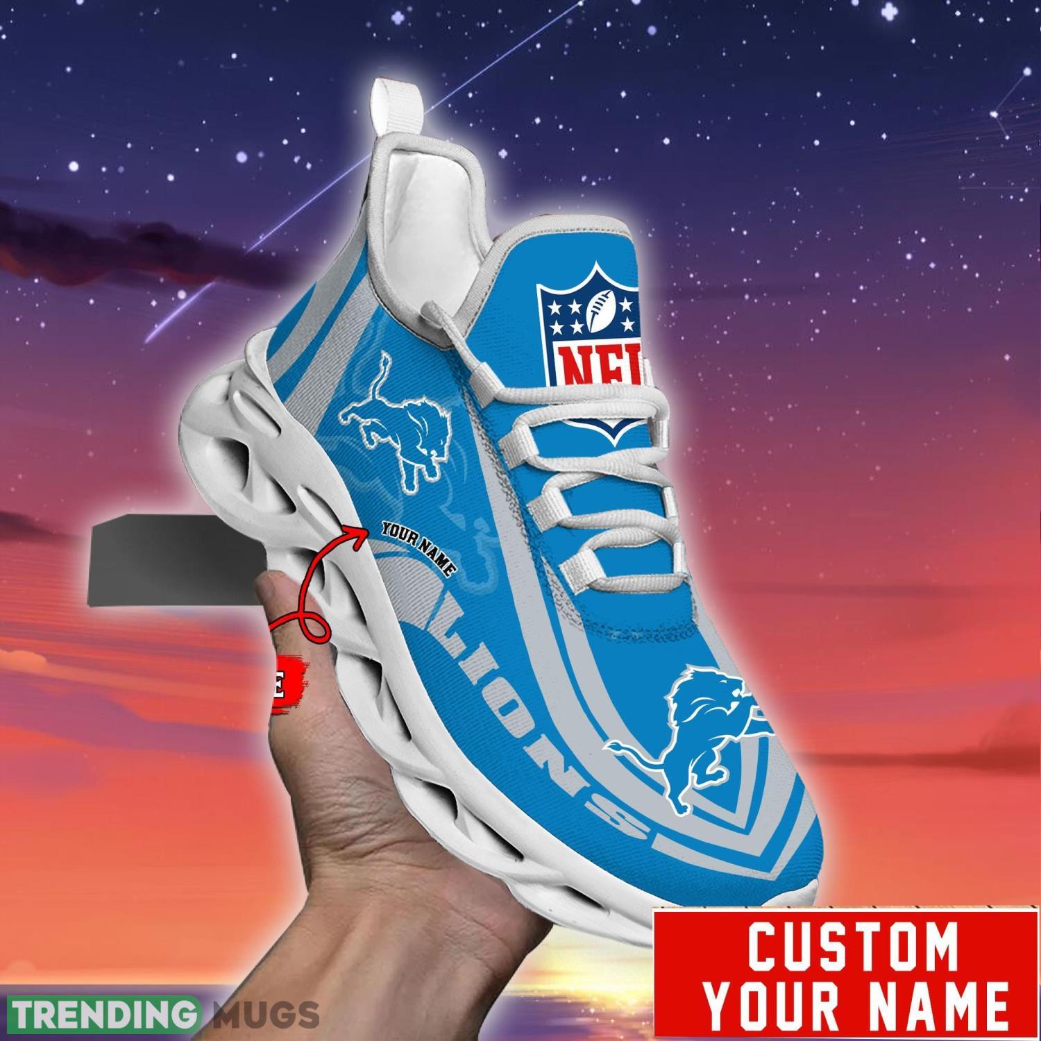 Custom Name NFL Fans Detroit Lions Max Soul Sneakers Sport Gift For Men And Women Max Soul Custom Name NFL Fans Detroit Lions Max Soul Sneakers Sport Gift For Men And Women Max Soul