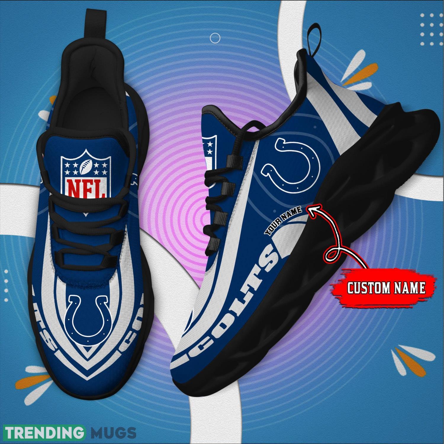 Custom Name NFL Fans Indianapolis Colts Max Soul Sneakers Sport Gift For Men And Women Max Soul Custom Name NFL Fans Indianapolis Colts Max Soul Sneakers Sport Gift For Men And Women Max Soul