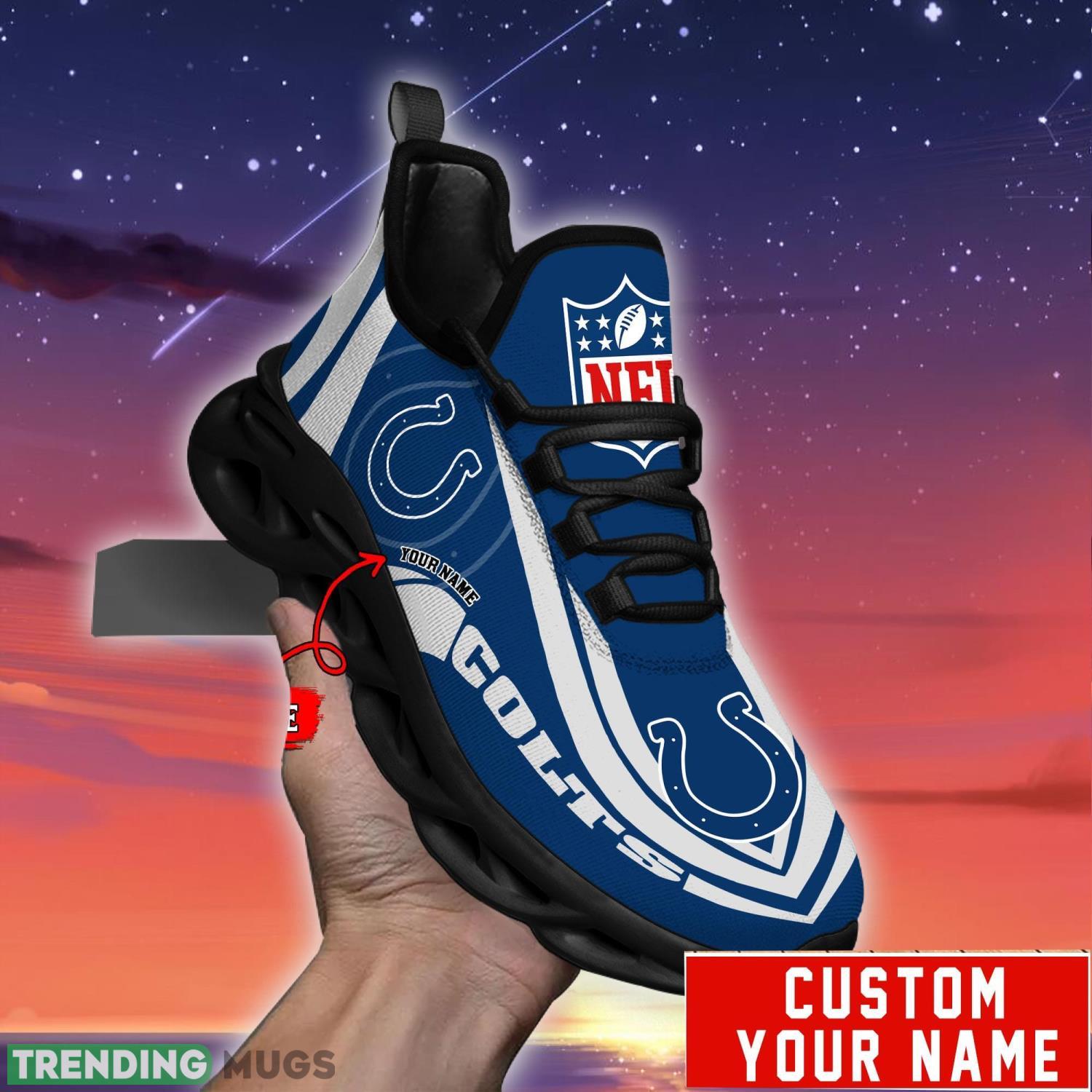 Custom Name NFL Fans Indianapolis Colts Max Soul Sneakers Sport Gift For Men And Women Max Soul Custom Name NFL Fans Indianapolis Colts Max Soul Sneakers Sport Gift For Men And Women Max Soul
