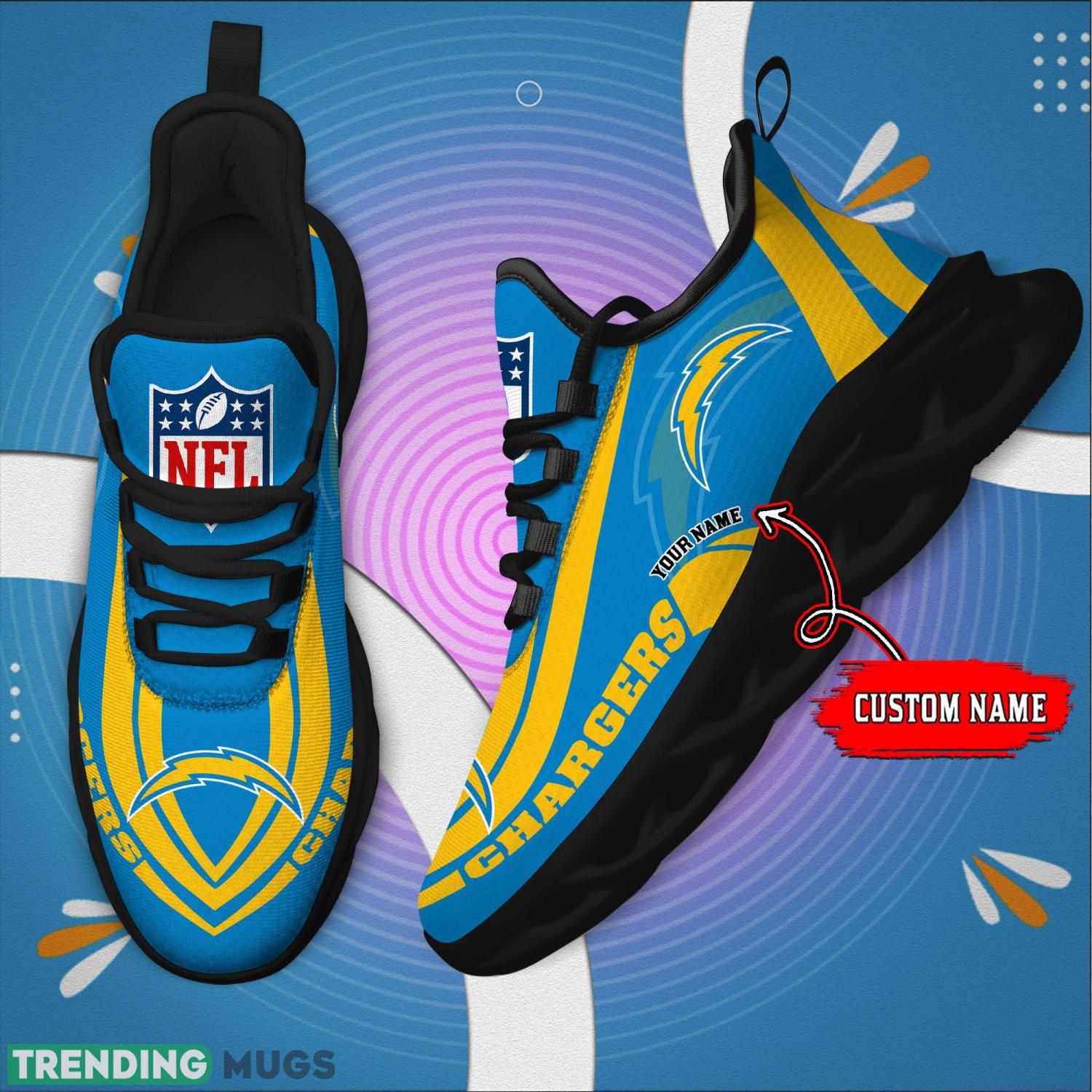 Custom Name NFL Fans Los Angeles Chargers Max Soul Sneakers Sport Gift For Men And Women Max Soul Custom Name NFL Fans Los Angeles Chargers Max Soul Sneakers Sport Gift For Men And Women Max Soul