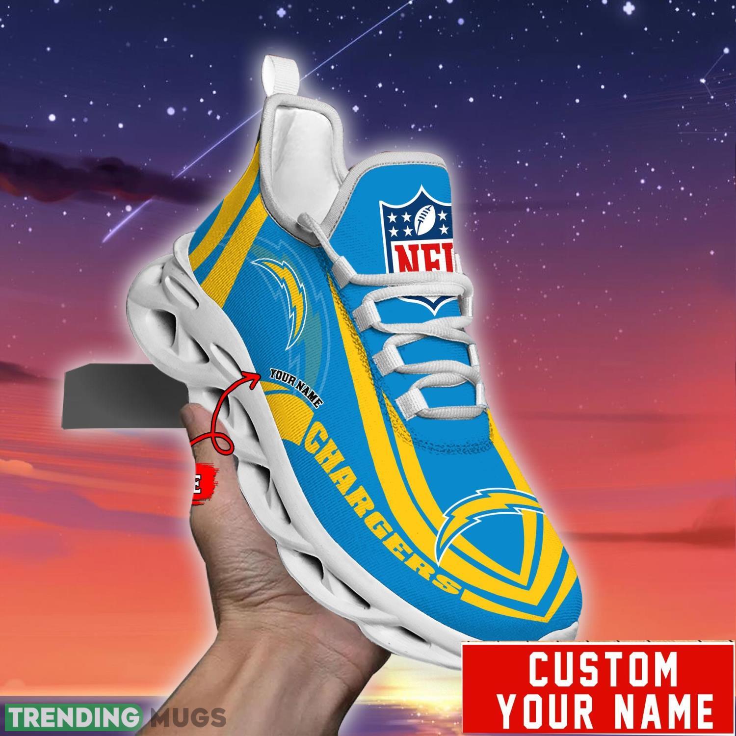 Custom Name NFL Fans Los Angeles Chargers Max Soul Sneakers Sport Gift For Men And Women Max Soul Custom Name NFL Fans Los Angeles Chargers Max Soul Sneakers Sport Gift For Men And Women Max Soul