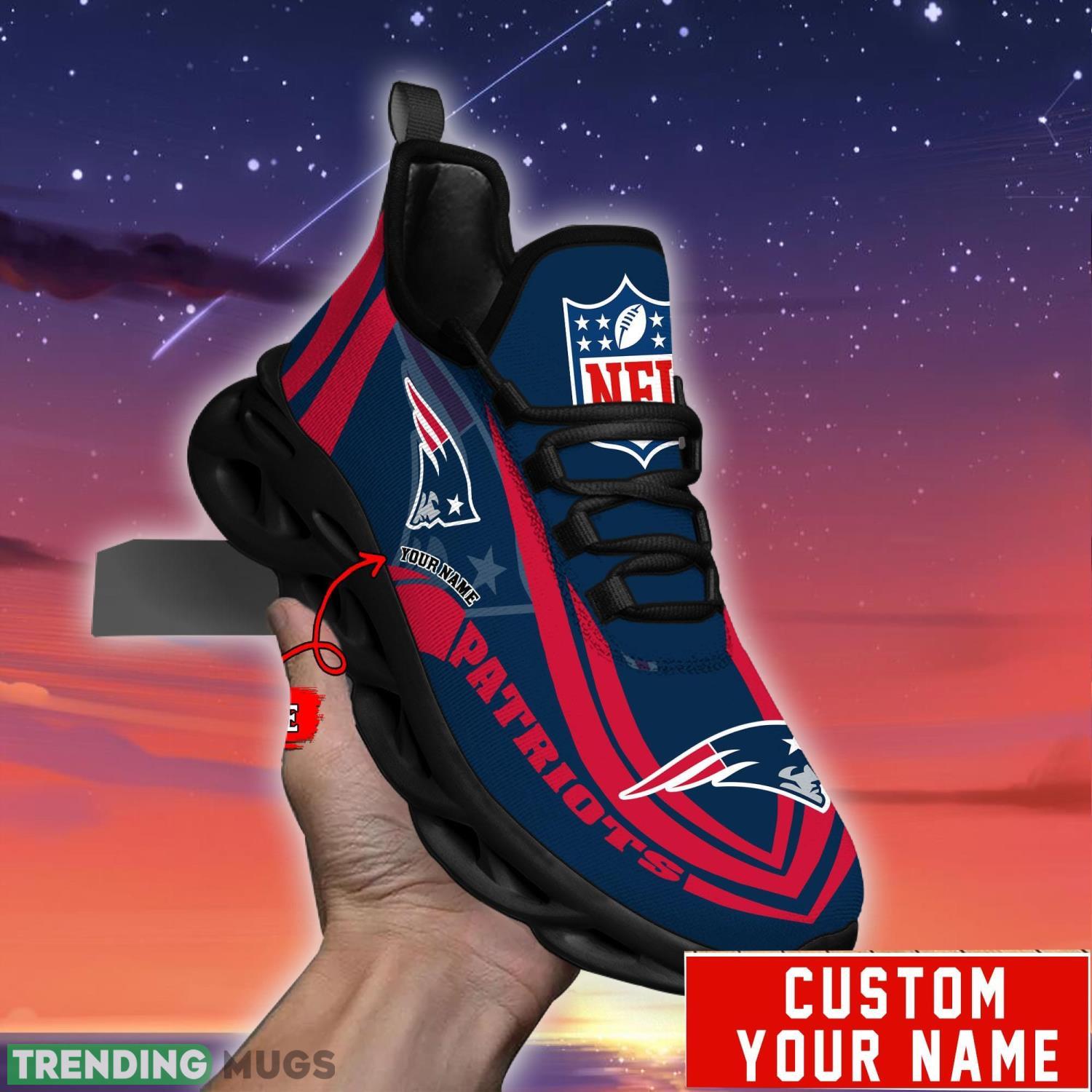 Custom Name NFL Fans New England Patriots Max Soul Sneakers Sport Gift For Men And Women Max Soul Custom Name NFL Fans New England Patriots Max Soul Sneakers Sport Gift For Men And Women Max Soul