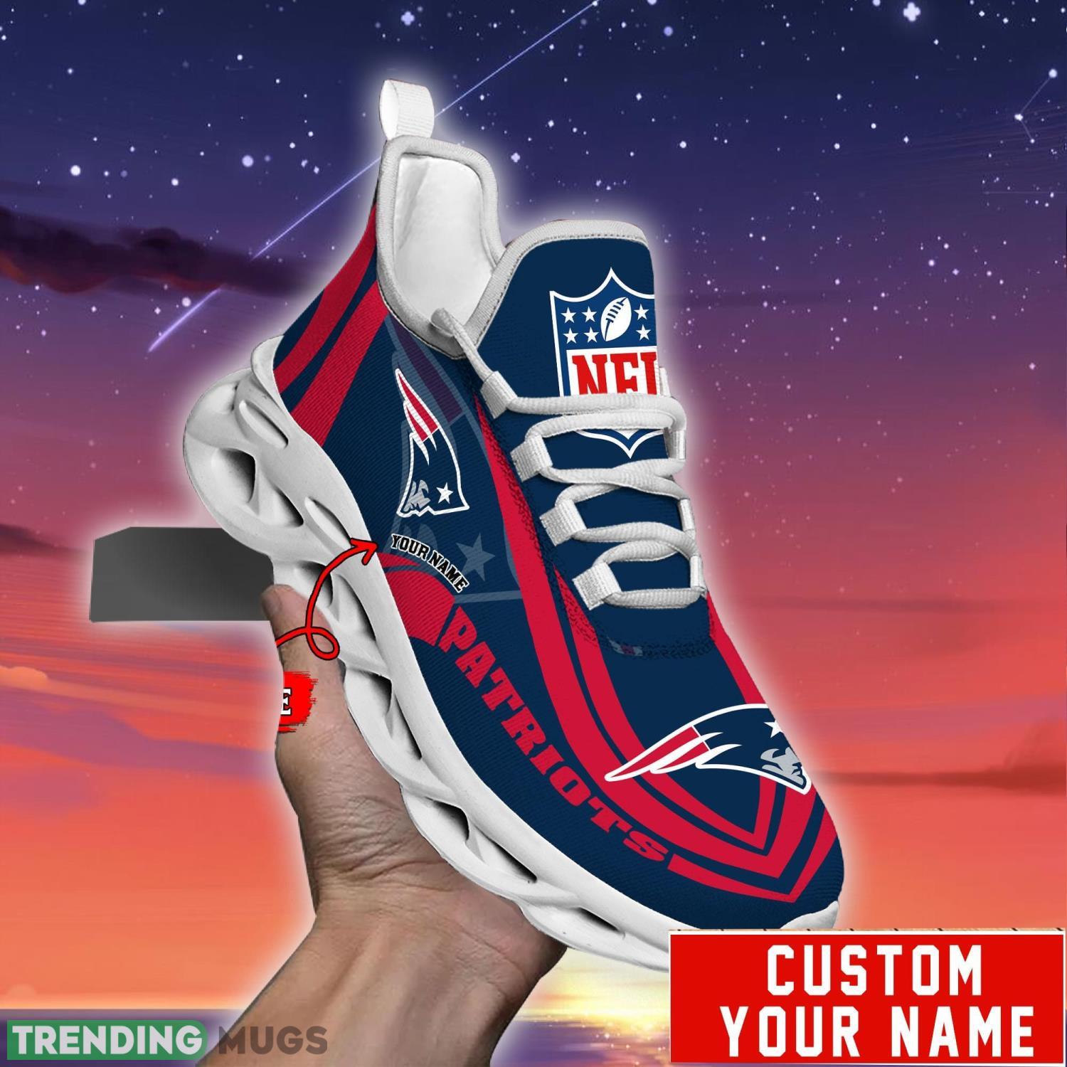 Custom Name NFL Fans New England Patriots Max Soul Sneakers Sport Gift For Men And Women Max Soul Custom Name NFL Fans New England Patriots Max Soul Sneakers Sport Gift For Men And Women Max Soul
