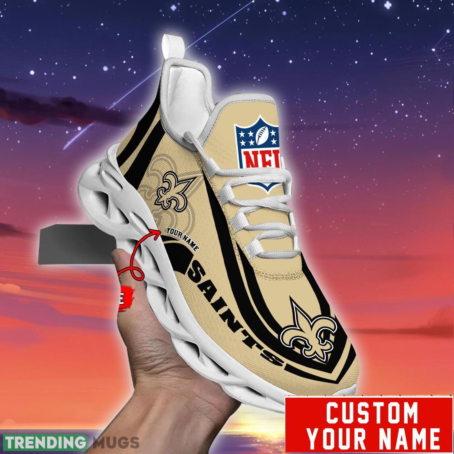 Custom Name NFL Fans New Orleans Saints Max Soul Sneakers Sport Gift For Men And Women Max Soul Custom Name NFL Fans New Orleans Saints Max Soul Sneakers Sport Gift For Men And Women Max Soul