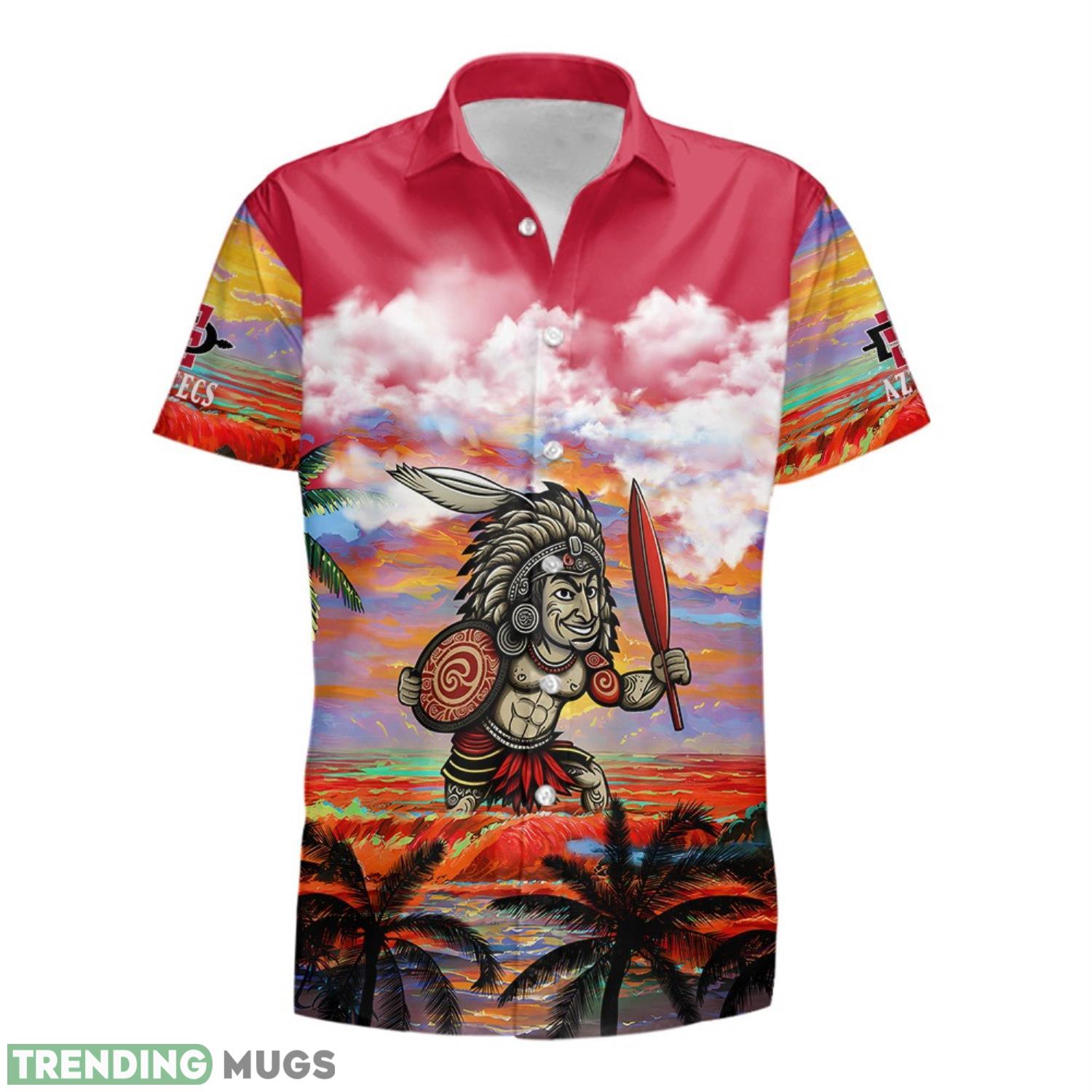 Custom Name San Diego State Aztecs Men's Basketball Sunset Pattern For Fans 3D Hawaiian Shirt Summer Sport Gift Hawaiian Shirt Custom Name San Diego State Aztecs Men's Basketball Sunset Pattern For Fans 3D Hawaiian Shirt Summer Sport Gift Hawaiian Shirt