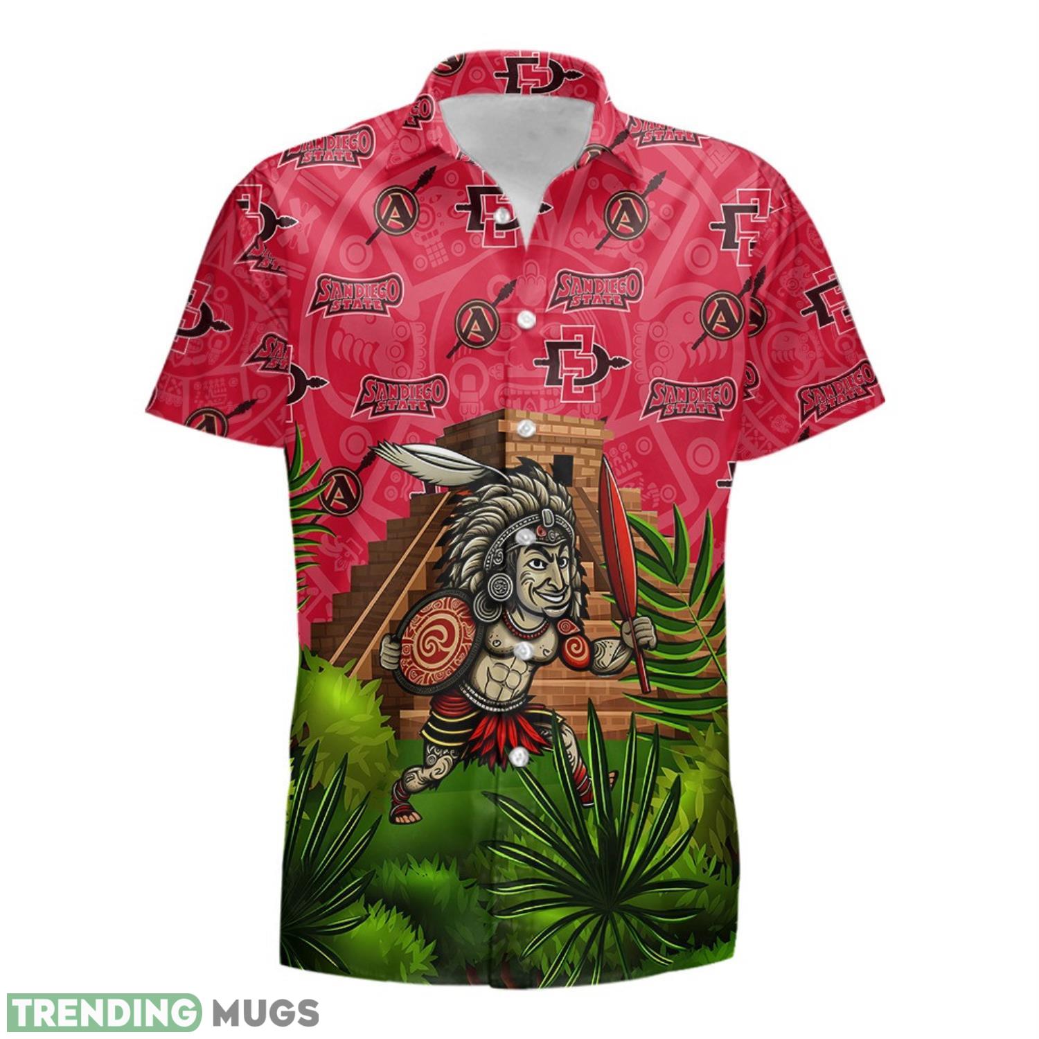 Custom Name San Diego State Aztecs Men's Basketball Tropical Pattern For Fans 3D Hawaiian Shirt Summer Sport Gift Hawaiian Shirt Custom Name San Diego State Aztecs Men's Basketball Tropical Pattern For Fans 3D Hawaiian Shirt Summer Sport Gift Hawaiian Shirt