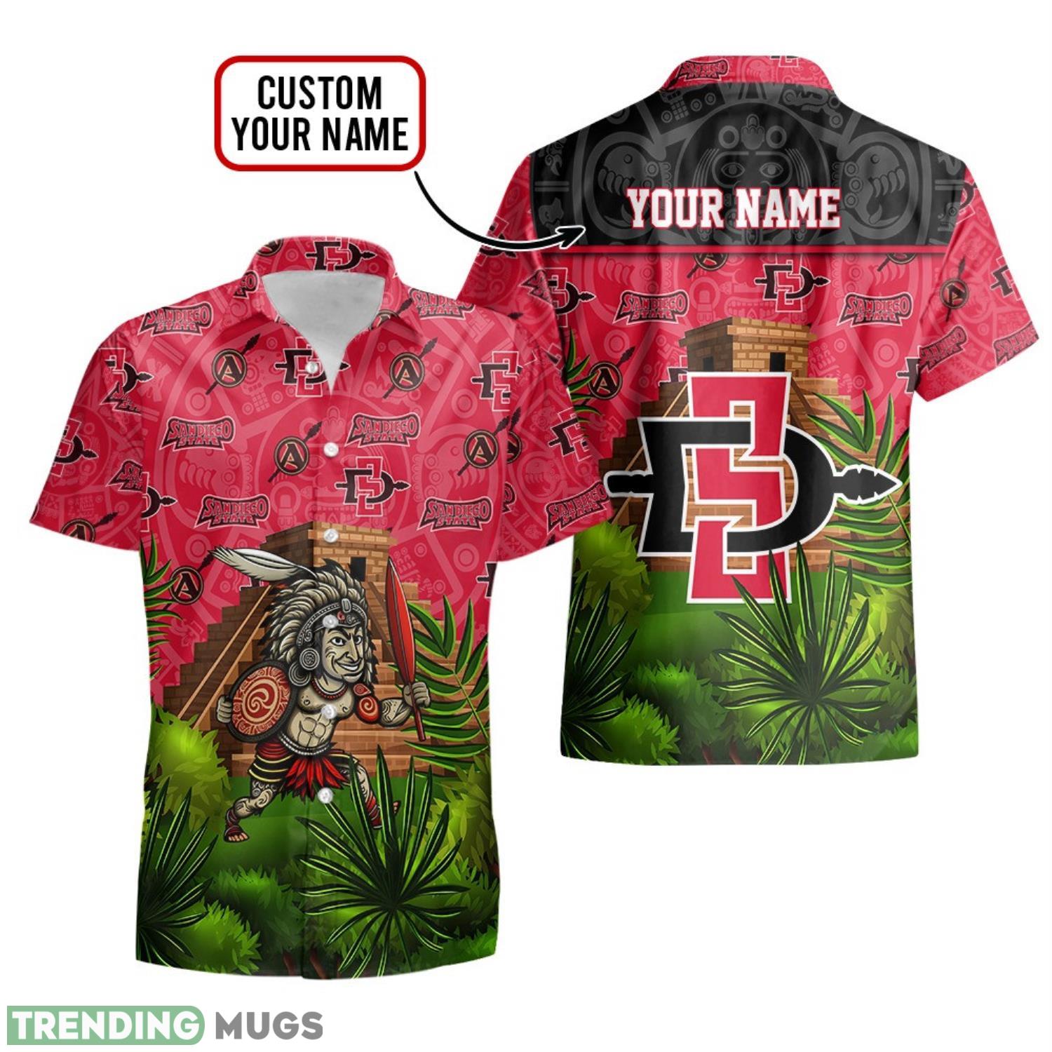 Custom Name San Diego State Aztecs Men's Basketball Tropical Pattern For Fans 3D Hawaiian Shirt Summer Sport Gift Hawaiian Shirt Custom Name San Diego State Aztecs Men's Basketball Tropical Pattern For Fans 3D Hawaiian Shirt Summer Sport Gift Product Photo 1