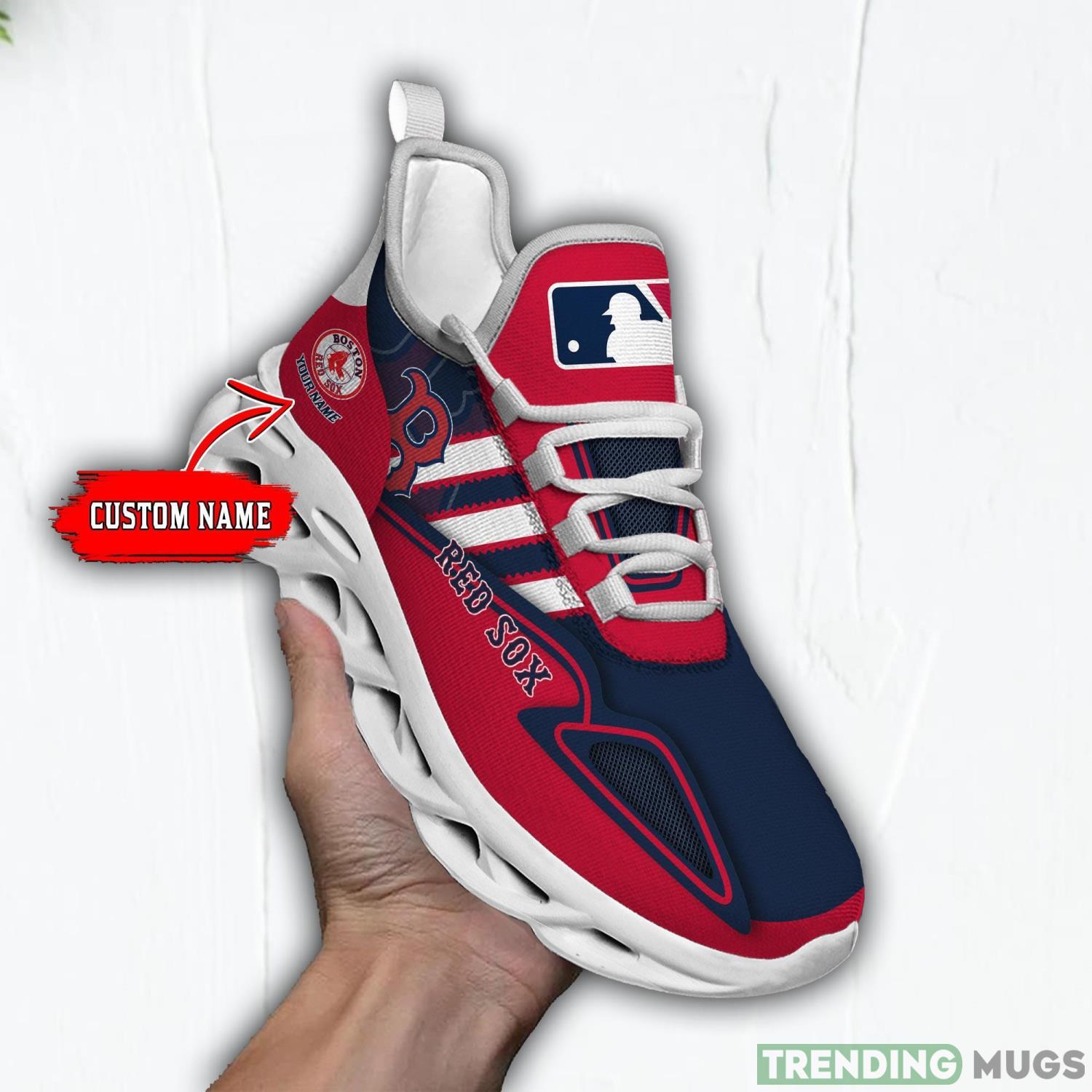 Custom Name Shoes Boston Red Sox Striped Max Soul Shoes Sport Sneakers Product Photo 1 Custom Name Shoes Boston Red Sox Striped Max Soul Shoes Sport Sneakers Product Photo 1
