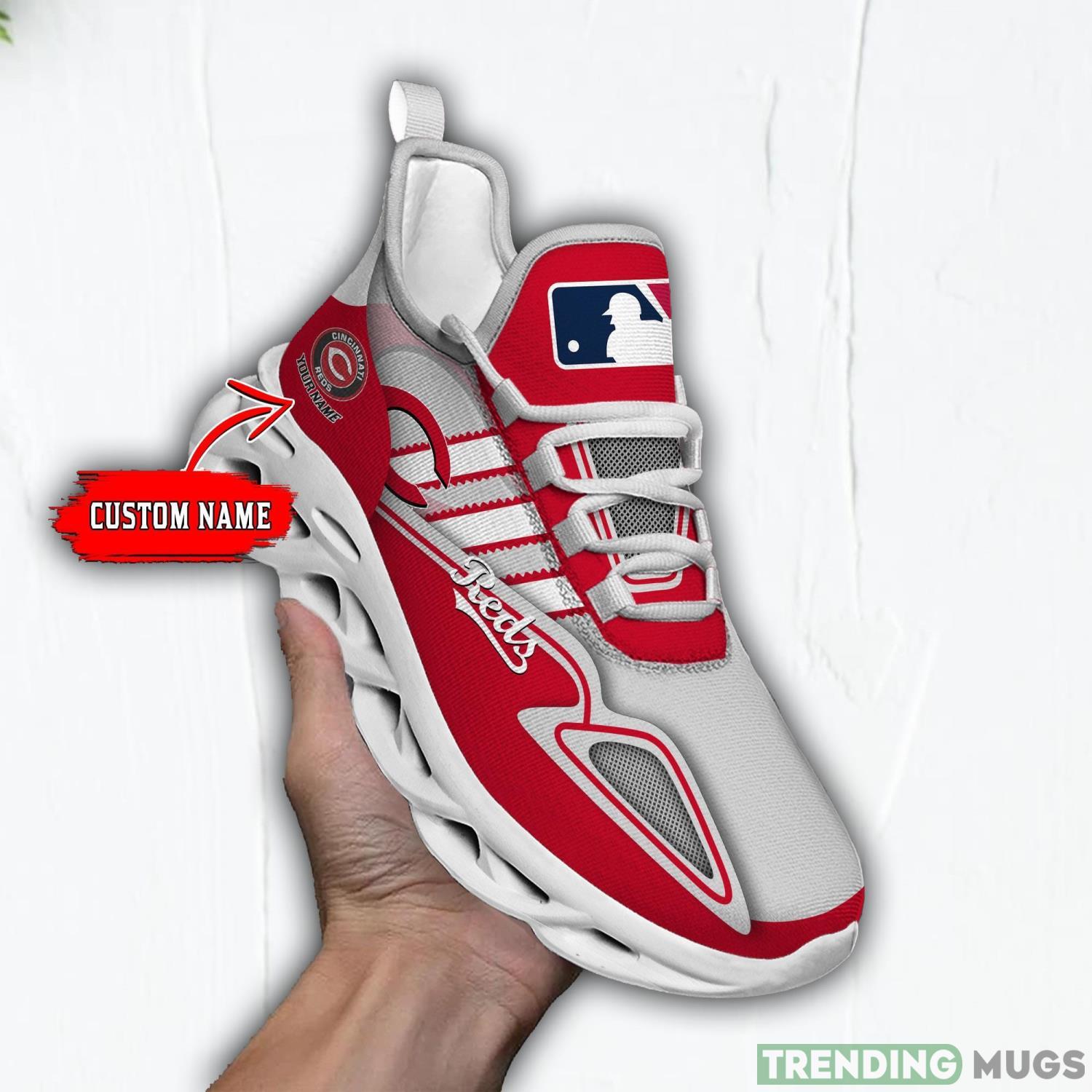 Custom Name Shoes Cincinnati Reds Striped Max Soul Shoes Sport Sneakers Product Photo 1 Custom Name Shoes Cincinnati Reds Striped Max Soul Shoes Sport Sneakers Product Photo 1
