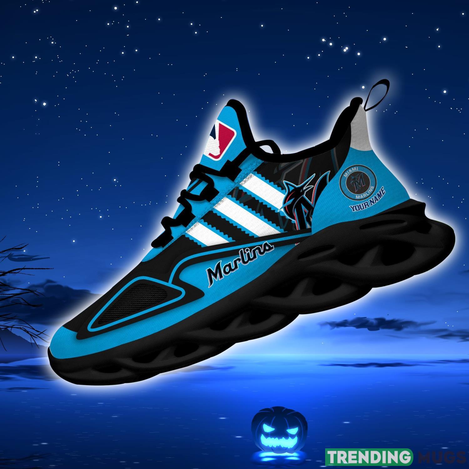 Custom Name Shoes Miami Marlins Striped Max Soul Shoes Sport Sneakers Max Soul Custom Name Shoes Miami Marlins Striped Max Soul Shoes Sport Sneakers Max Soul