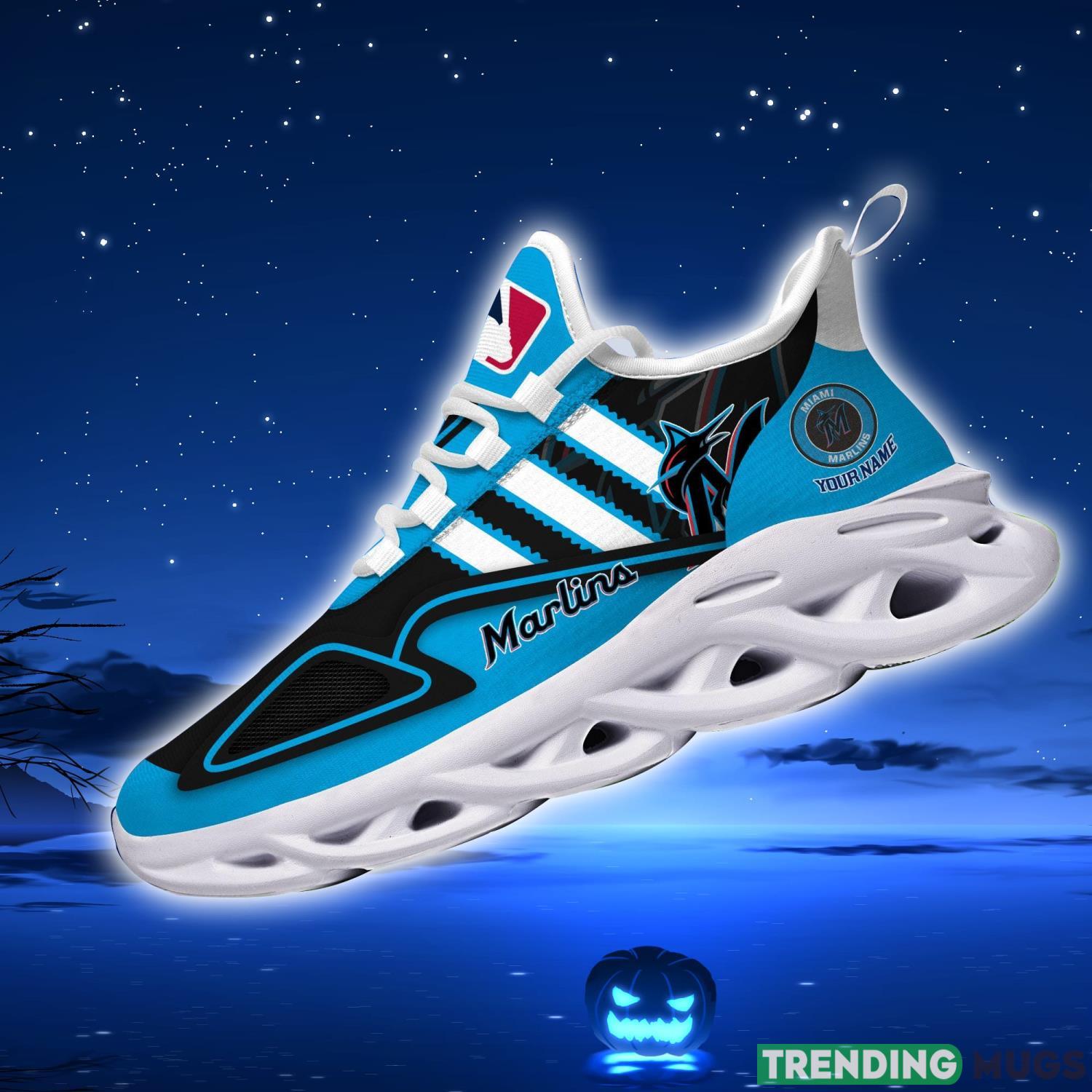 Custom Name Shoes Miami Marlins Striped Max Soul Shoes Sport Sneakers Max Soul Custom Name Shoes Miami Marlins Striped Max Soul Shoes Sport Sneakers Max Soul