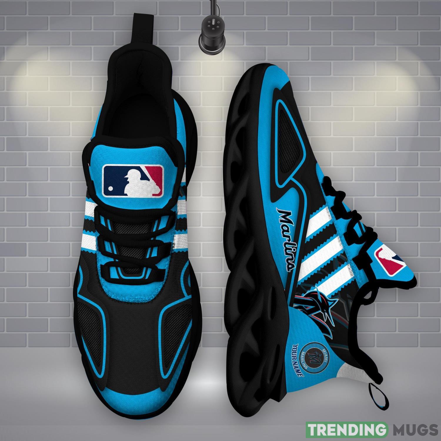 Custom Name Shoes Miami Marlins Striped Max Soul Shoes Sport Sneakers Max Soul Custom Name Shoes Miami Marlins Striped Max Soul Shoes Sport Sneakers Max Soul