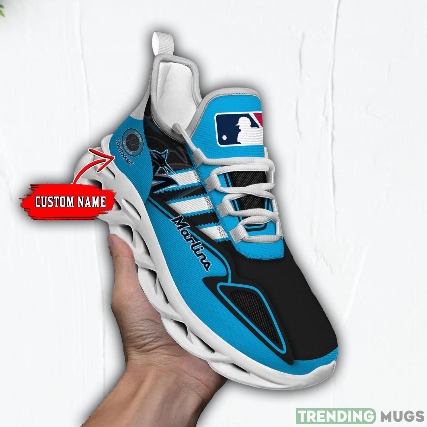 Custom Name Shoes Miami Marlins Striped Max Soul Shoes Sport Sneakers Product Photo 1 Custom Name Shoes Miami Marlins Striped Max Soul Shoes Sport Sneakers Product Photo 1