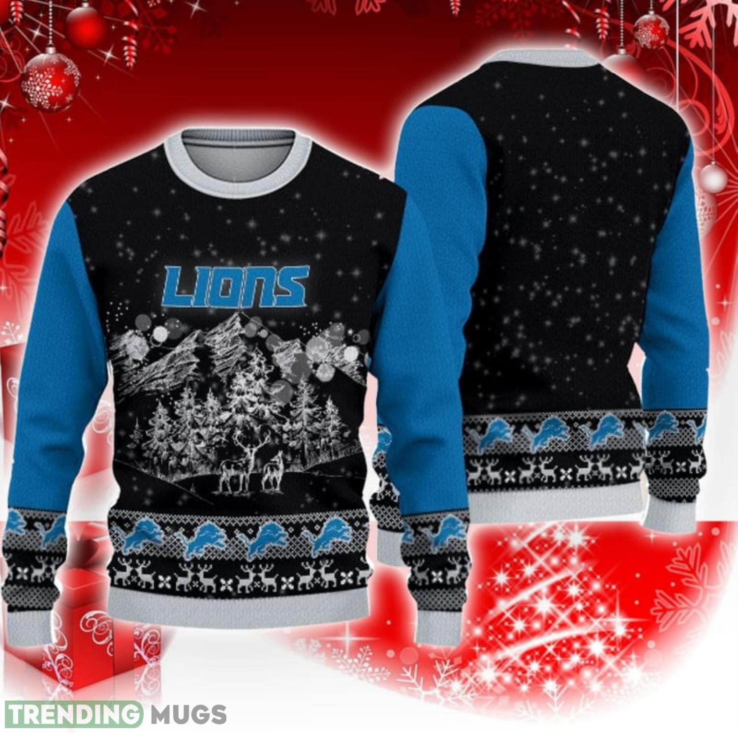 Detroit Lions Christmas Mountain Pattern 3D Sweater Christmas Gift Product Photo 1 Detroit Lions Christmas Mountain Pattern 3D Sweater Christmas Gift Product Photo 1
