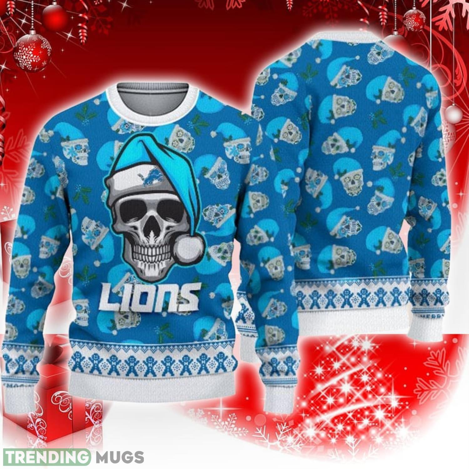 Detroit Lions Christmas Skull Pattern Pattern 3D Sweater Christmas Gift Product Photo 1 Detroit Lions Christmas Skull Pattern Pattern 3D Sweater Christmas Gift Product Photo 1