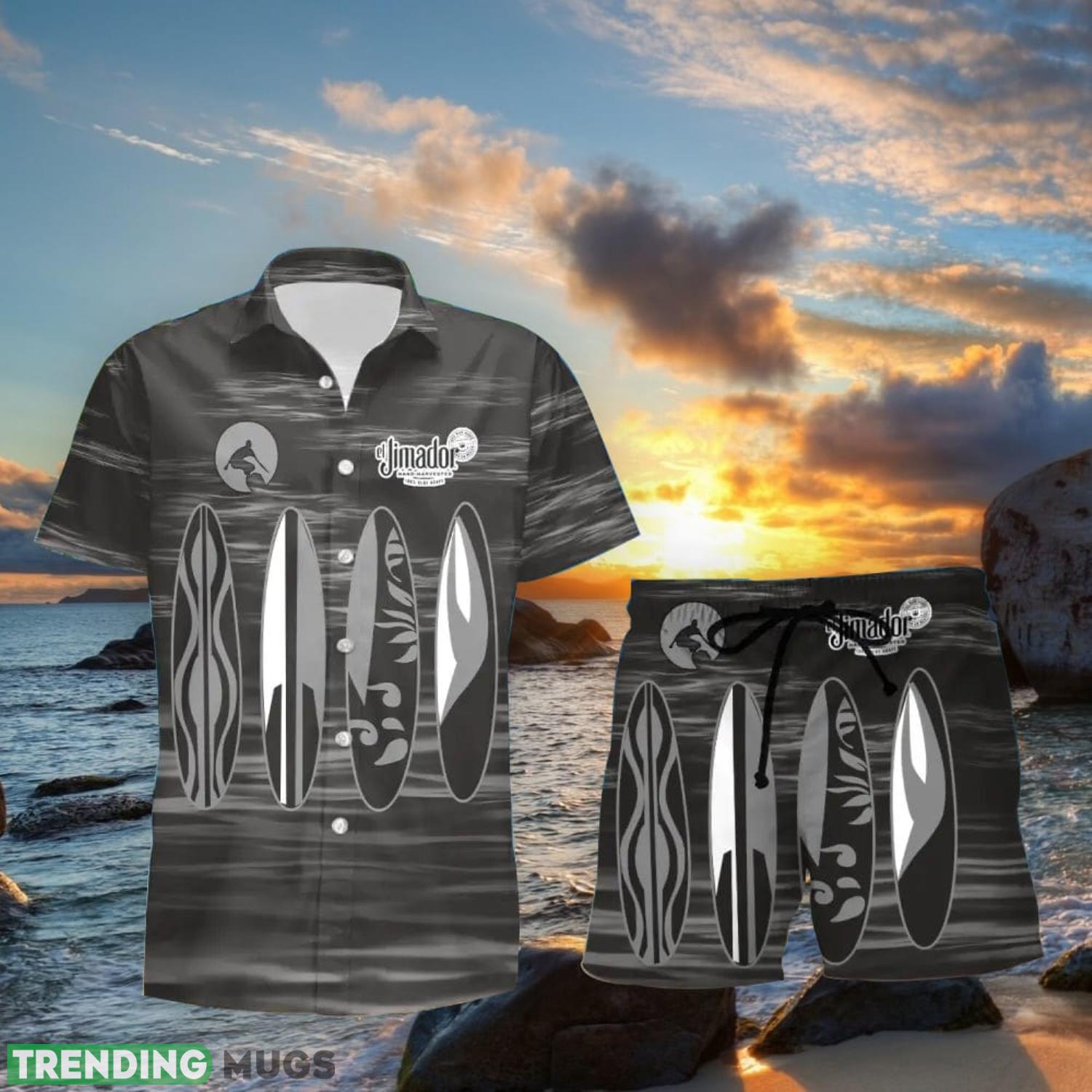 El Jimador Surfboard Funny Summer Beach Hawaiian Shirt And Shorts Product Photo 1