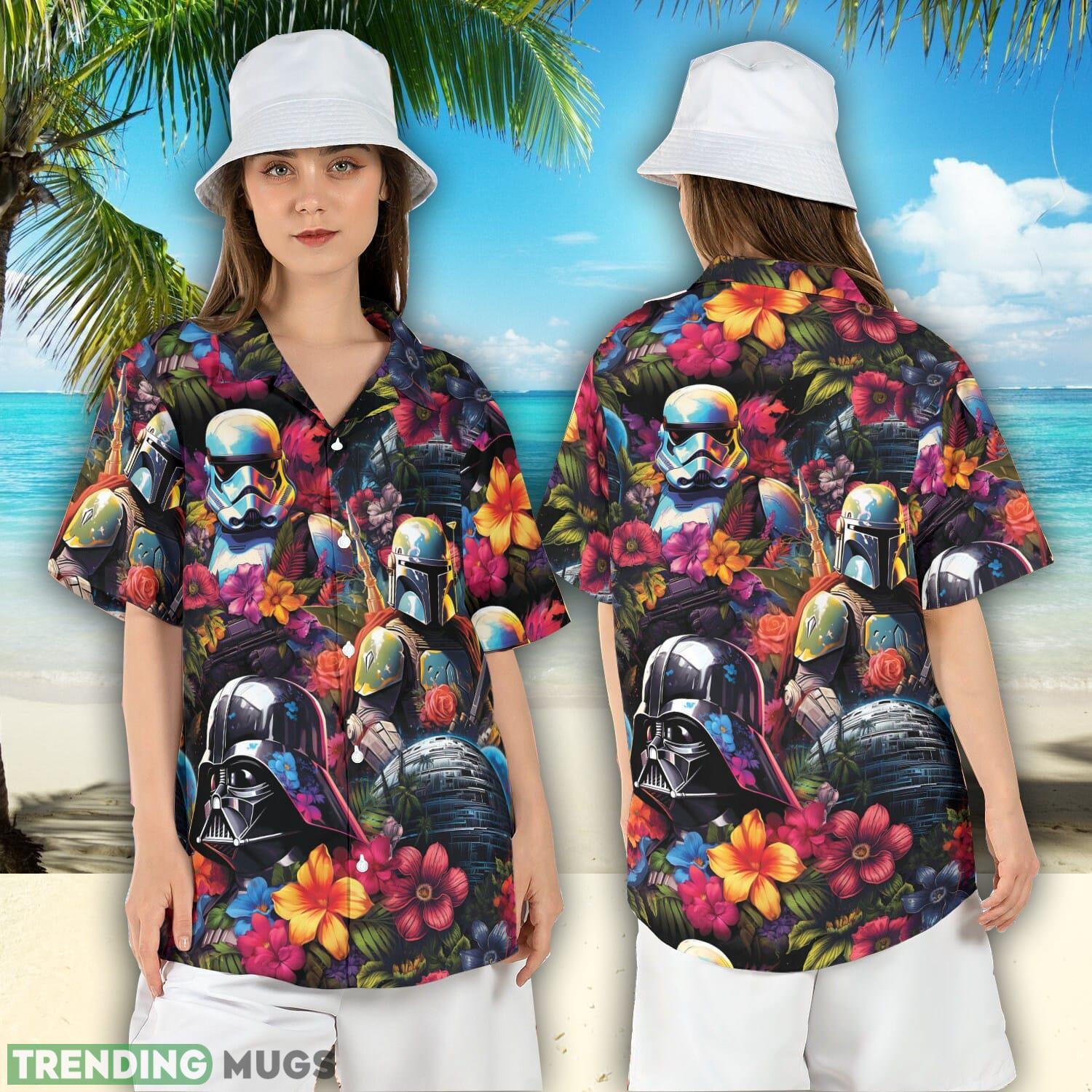Floral Star Wars Hawaiian Shirt Darth Vader Stormtrooper Hibiscus Aloha Shirt Mandalorian Hawaii Shirt Product Photo 1
