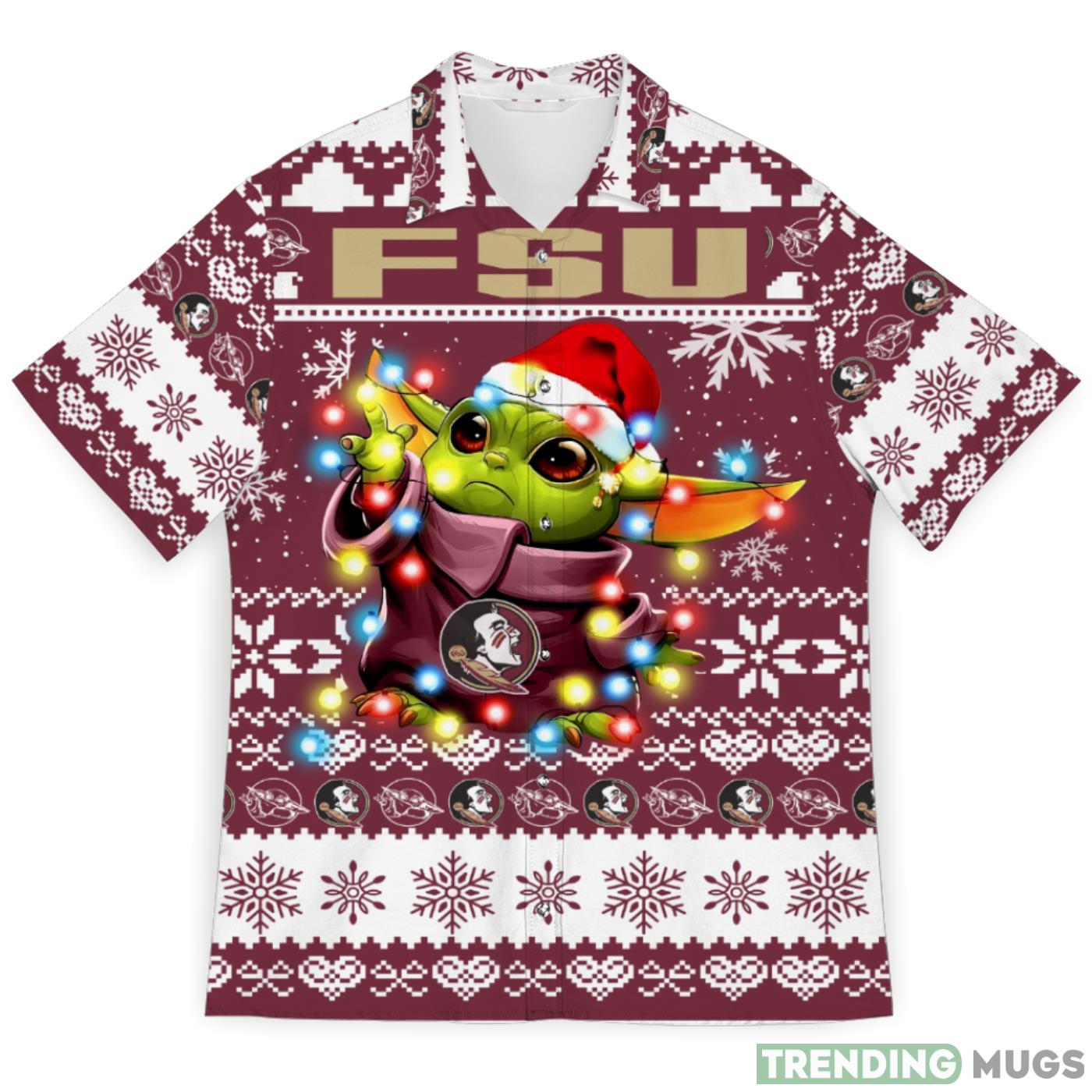Florida State Seminoles Baby Yoda Star Wars Ugly Christmas Sweater Pattern 3D Hawaiian Shirt Christmas Gift Product Photo 1 Florida State Seminoles Baby Yoda Star Wars Ugly Christmas Sweater Pattern 3D Hawaiian Shirt Christmas Gift Product Photo 1