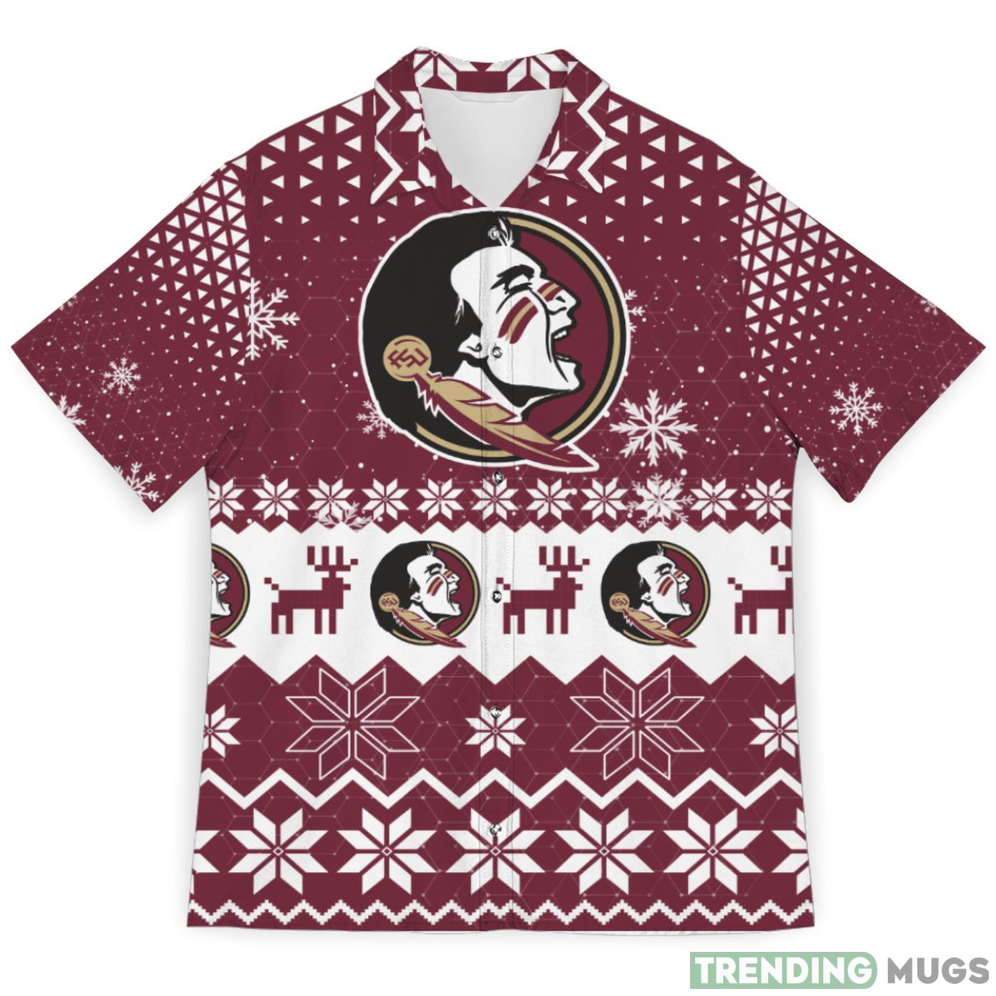 Florida State Seminoles Sports Football Snowflake Pattern 3D Hawaiian Shirt Christmas Gift Hawaiian Shirt Florida State Seminoles Sports Football Snowflake Pattern 3D Hawaiian Shirt Christmas Gift Hawaiian Shirt