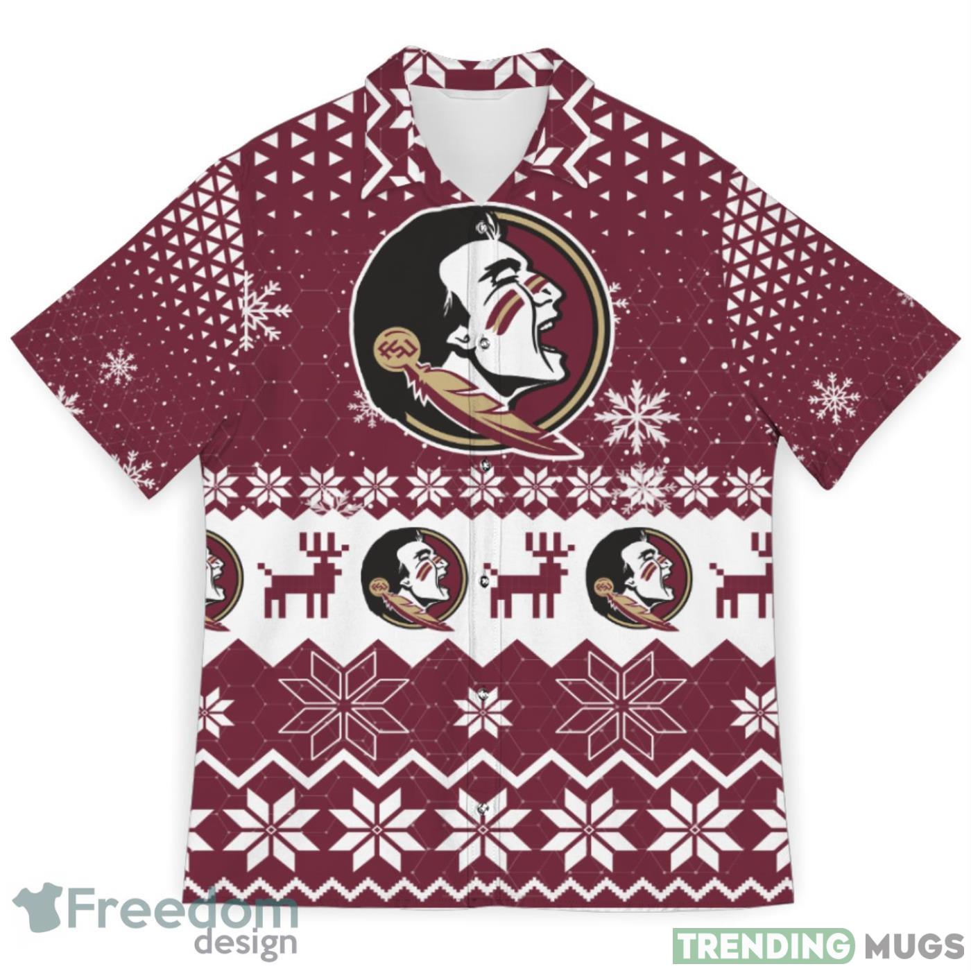 Florida State Seminoles Sports Football Snowflake Pattern 3D Hawaiian Shirt Christmas Gift Product Photo 1 Florida State Seminoles Sports Football Snowflake Pattern 3D Hawaiian Shirt Christmas Gift Product Photo 1