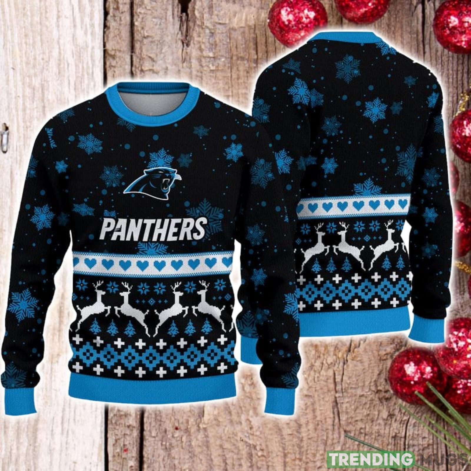 For Fans Carolina Panthers Xmax Gift Snow Reindeer Pattern Ugly Christmas Sweater Product Photo 1 For Fans Carolina Panthers Xmax Gift Snow Reindeer Pattern Ugly Christmas Sweater Product Photo 1