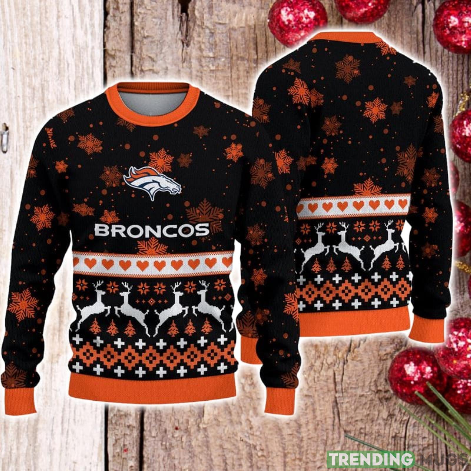 For Fans Denver Broncos Xmax Gift Snow Reindeer Pattern Ugly Christmas Sweater Product Photo 1 For Fans Denver Broncos Xmax Gift Snow Reindeer Pattern Ugly Christmas Sweater Product Photo 1
