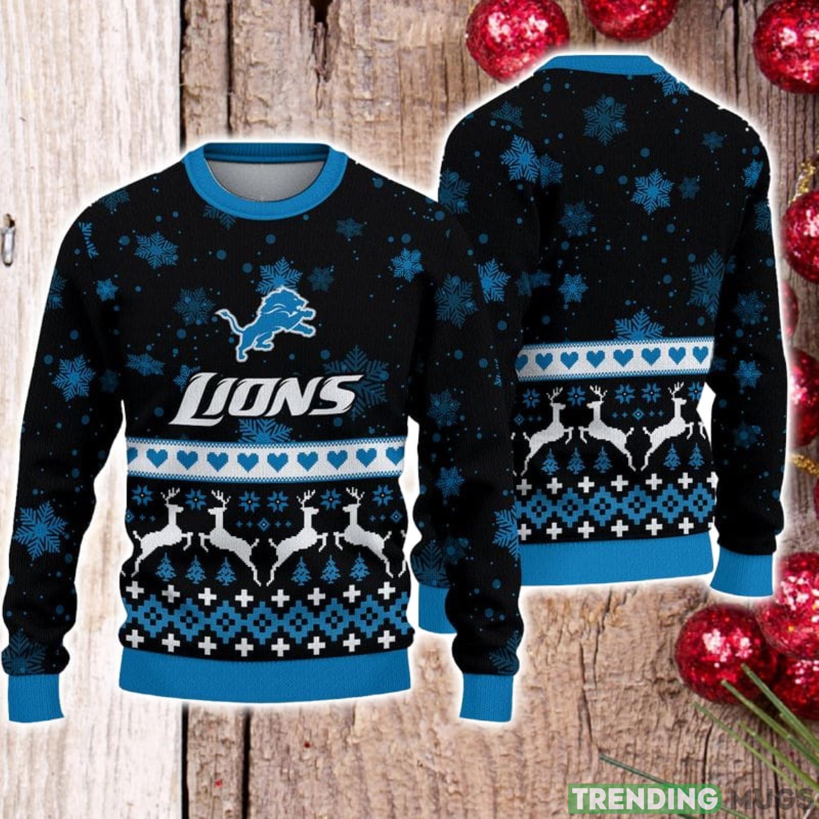 For Fans Detroit Lions Xmax Gift Snow Reindeer Pattern Ugly Christmas Sweater Product Photo 1 For Fans Detroit Lions Xmax Gift Snow Reindeer Pattern Ugly Christmas Sweater Product Photo 1